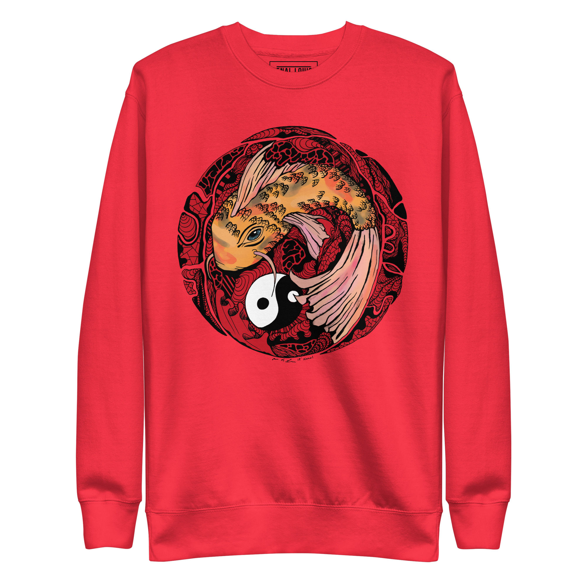 Cream and Red Koi of Balance - Koi Fish Sweatshirt - Image 6