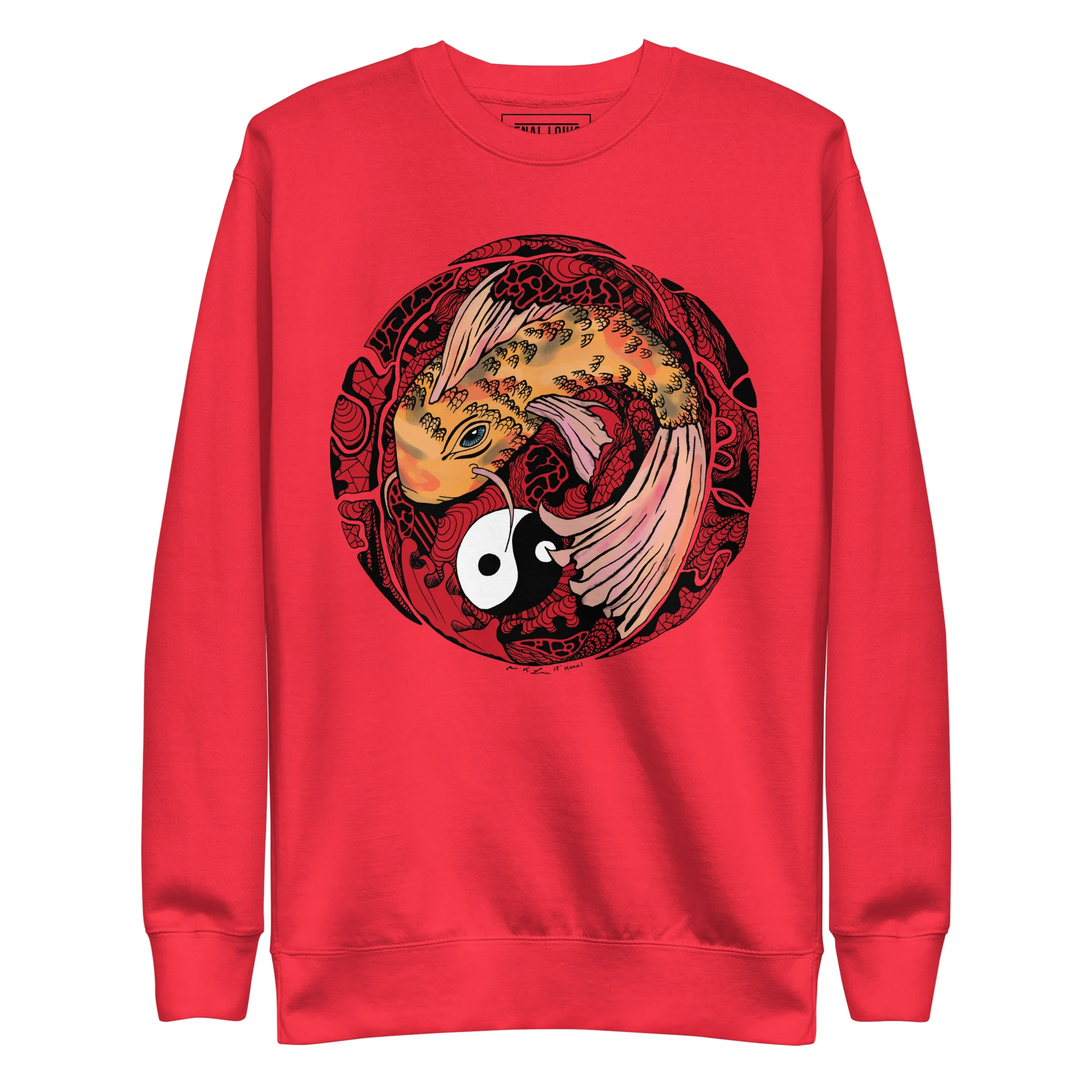 Cream and Red Koi of Balance - Koi Fish Sweatshirt - Image 6