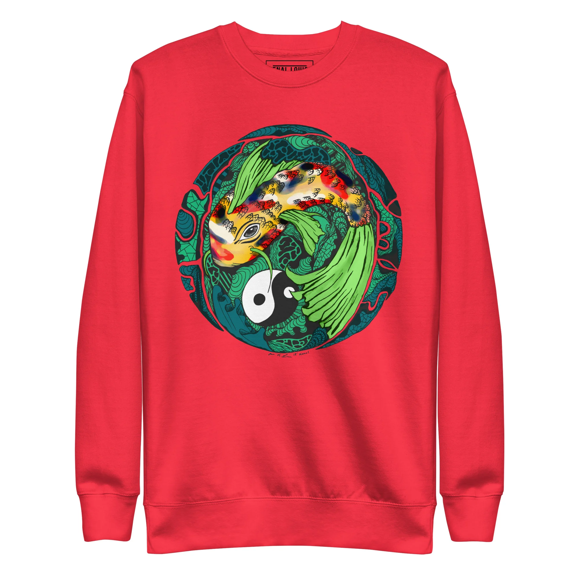 Green Koi of Balance - Koi Fish Sweatshirt - Image 6