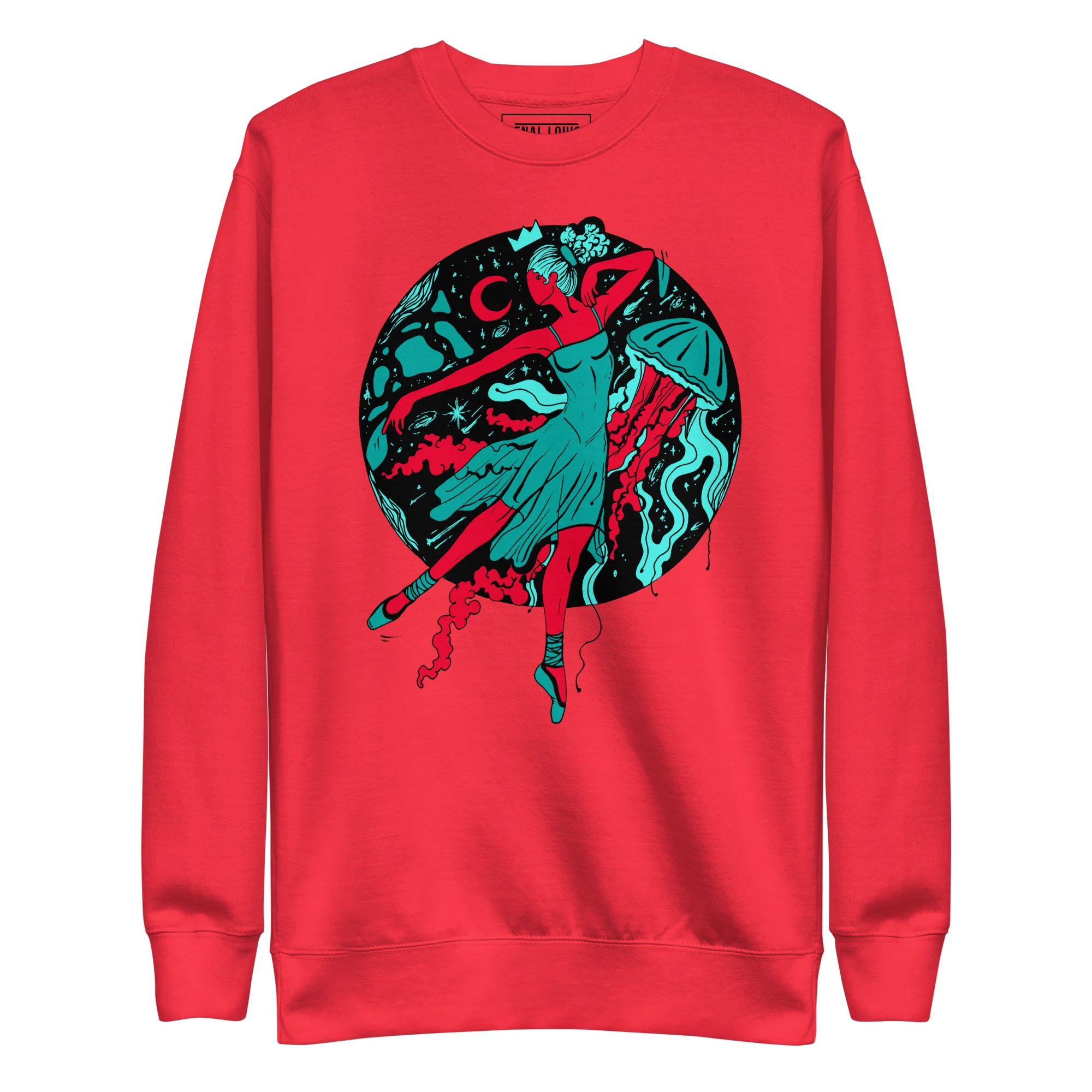 Turquoise Red The Oceanic Dancer | Ballerina Drawing Sweatshirt - Image 6
