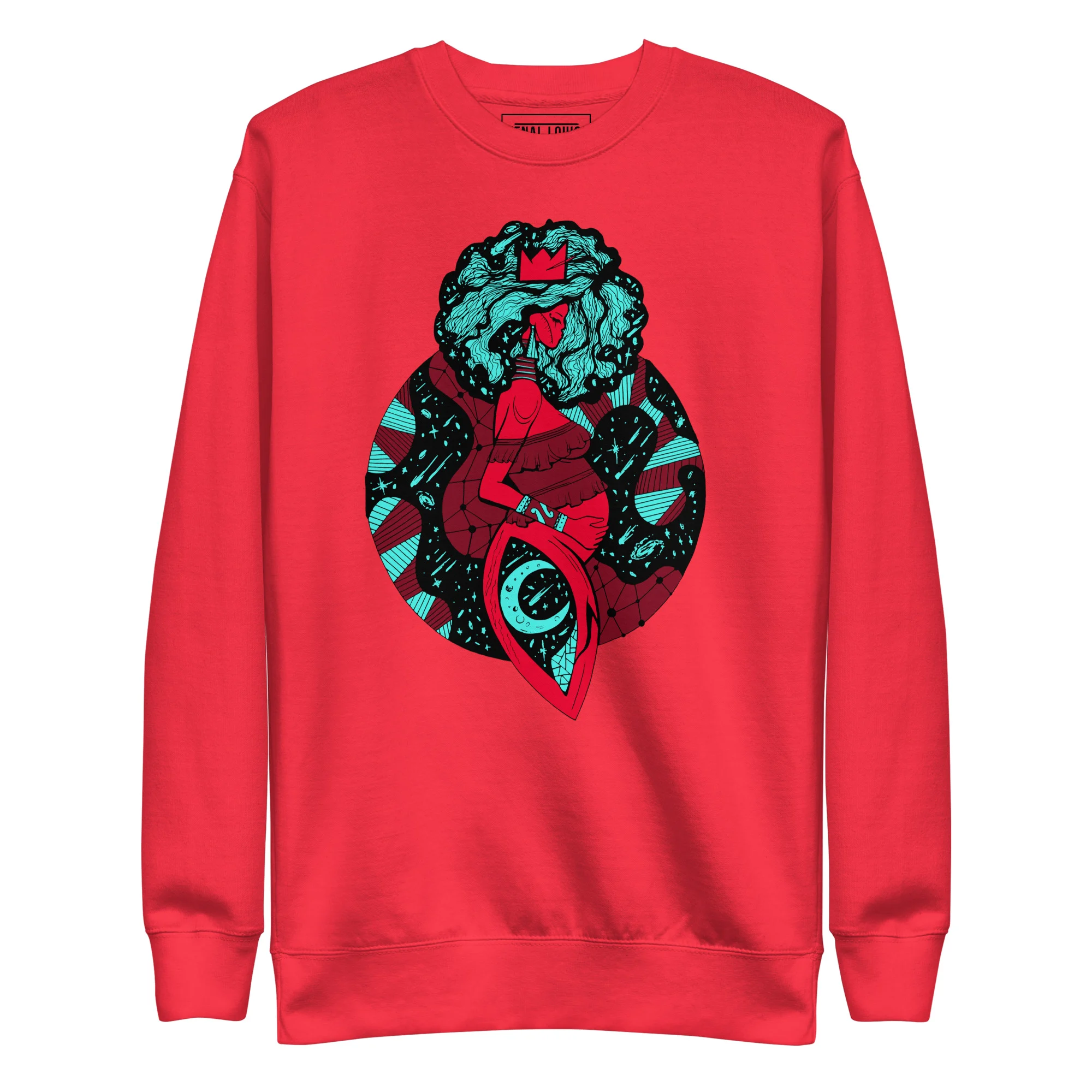 Turquoise Red Birth of Sahelle | Art gift for Mom Sweatshirt - Image 6