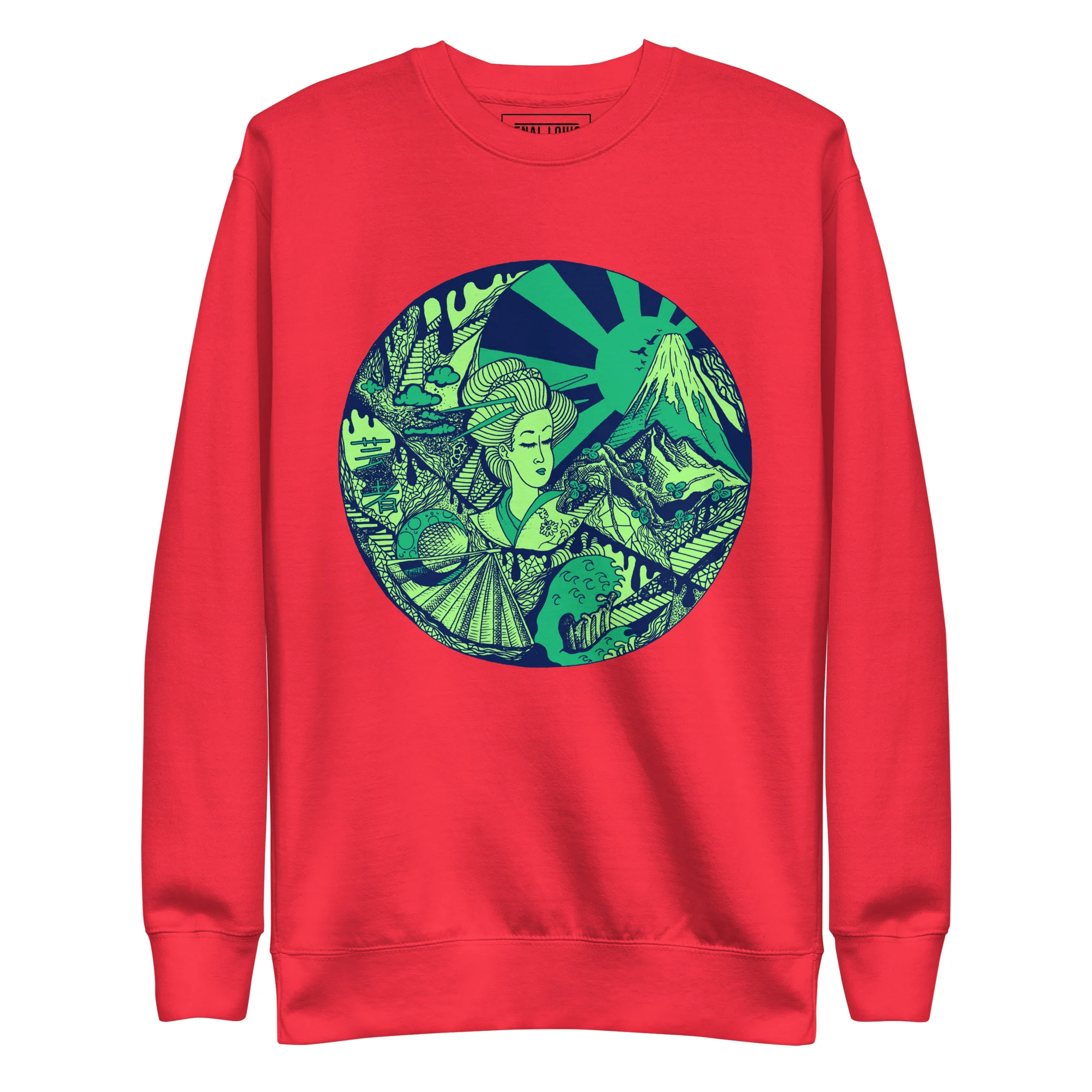 Green Dreaming of Japan - Japanese Circle Sweatshirt - Image 6