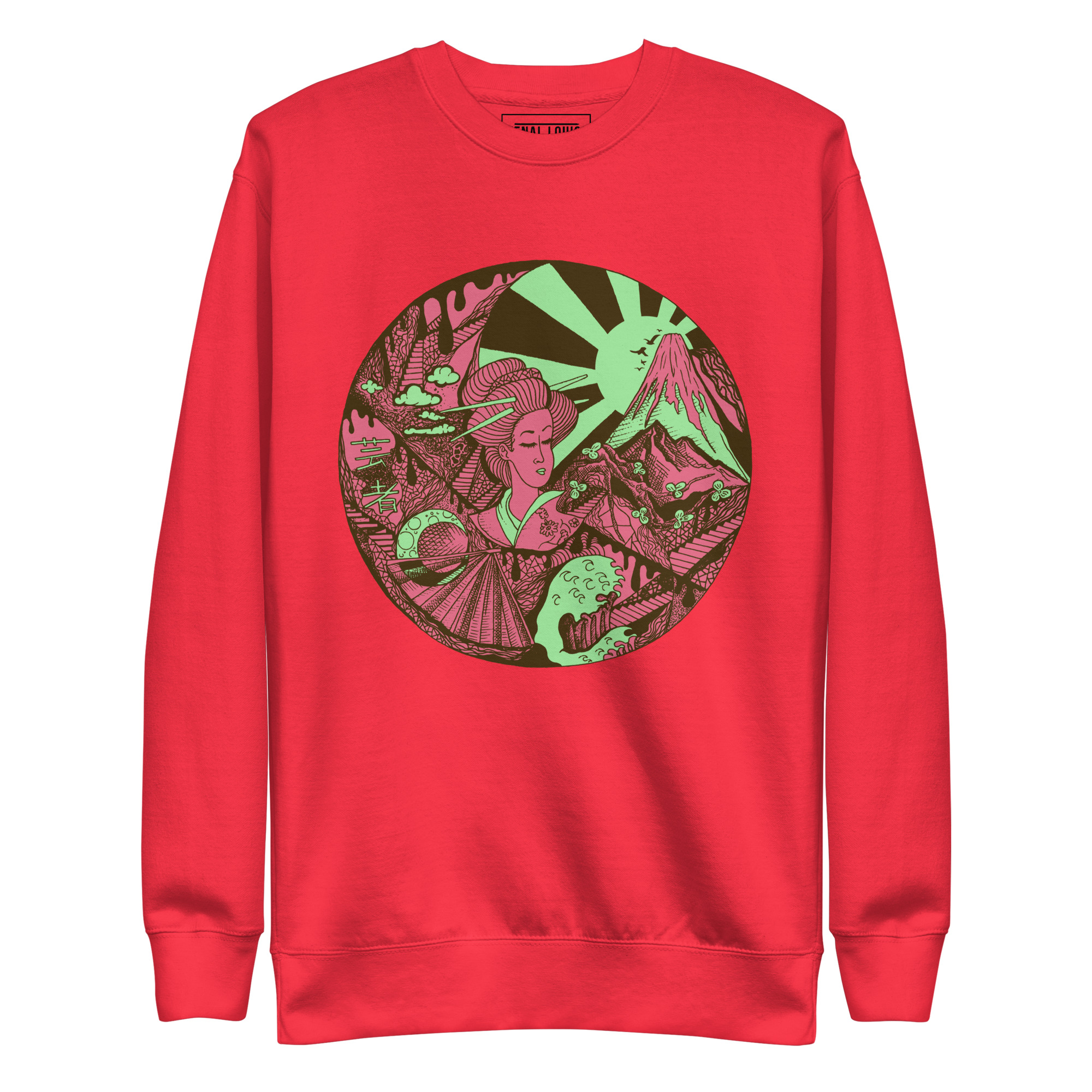 Pink and Green Dreaming of Japan - Japanese Circle Sweatshirt - Image 6