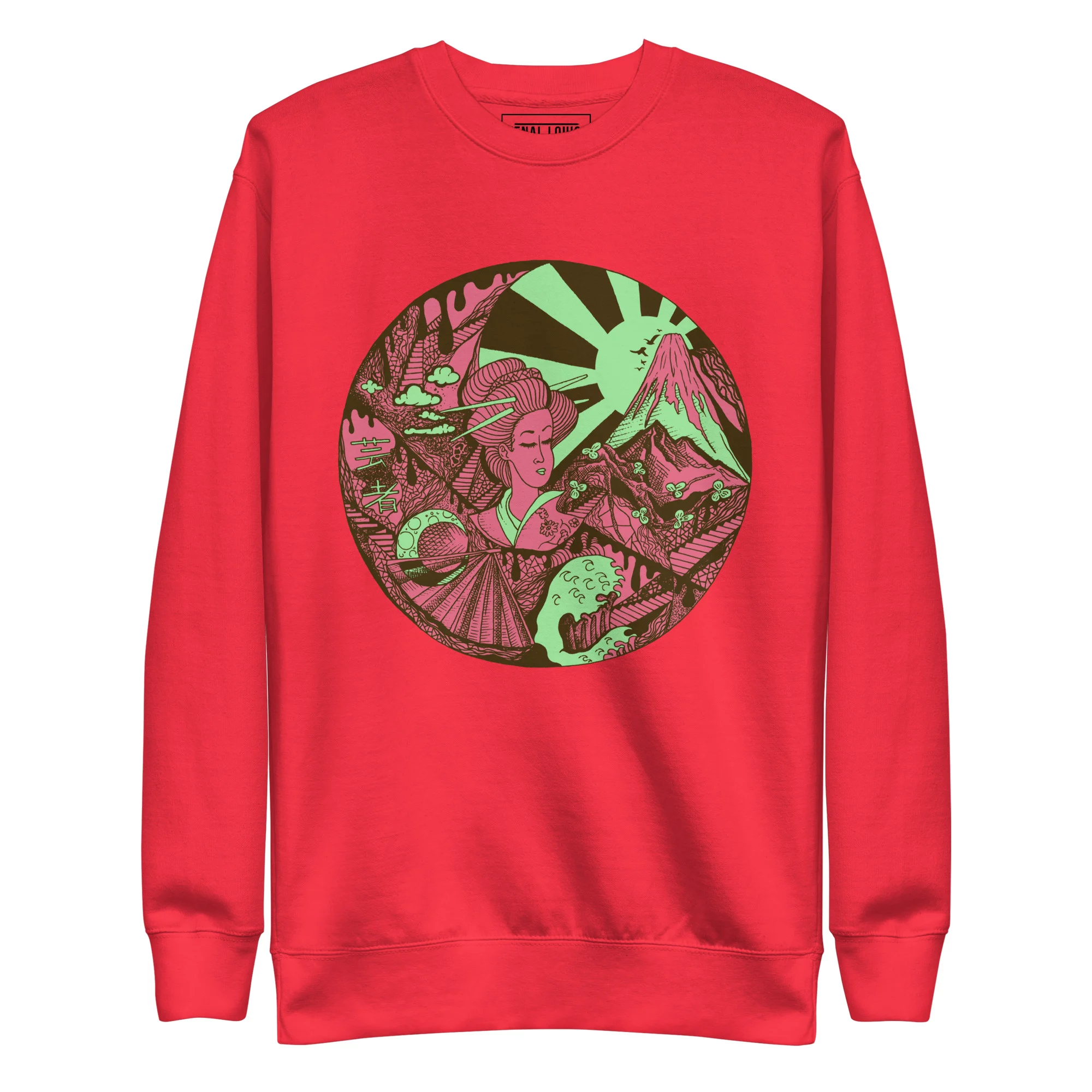 Pink and Green Dreaming of Japan - Japanese Circle Sweatshirt - Image 6