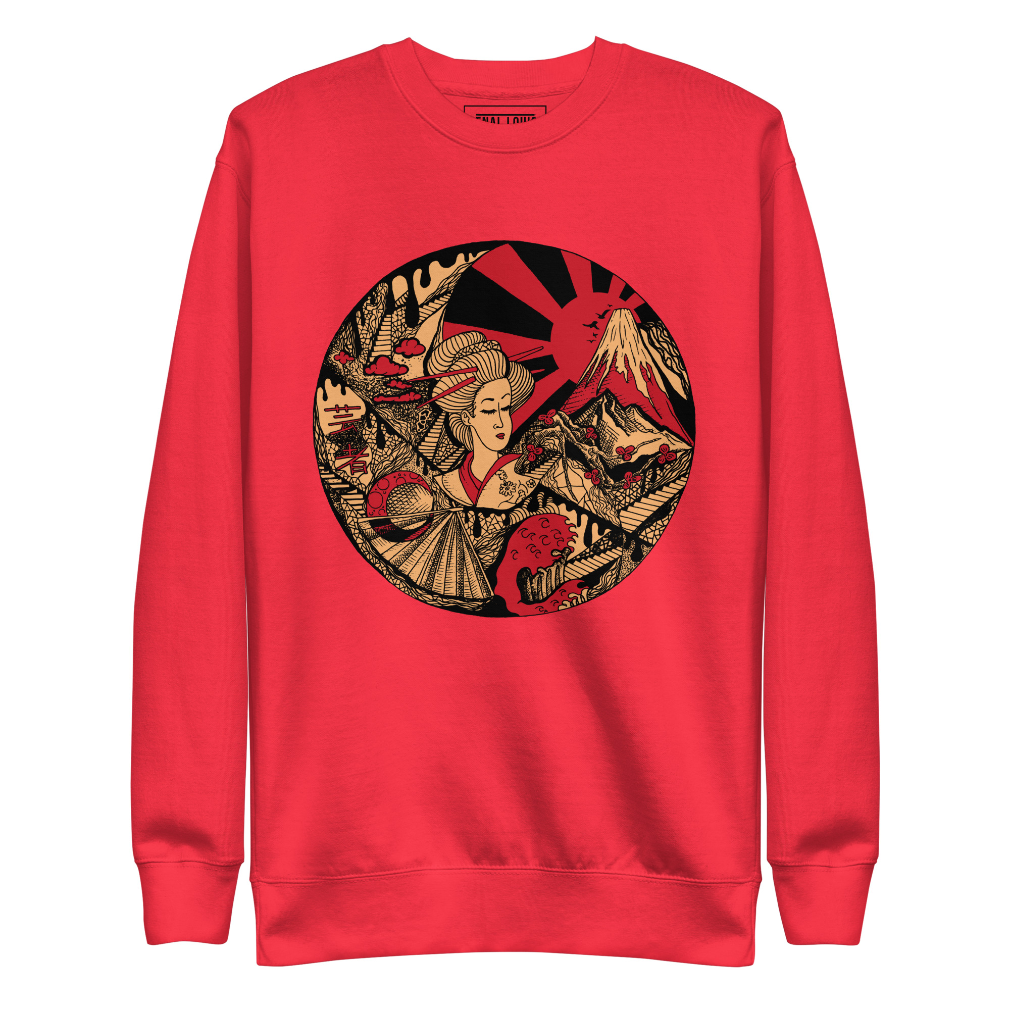 Cream and Red Dreaming of Japan - Japanese Circle Sweatshirt - Image 6