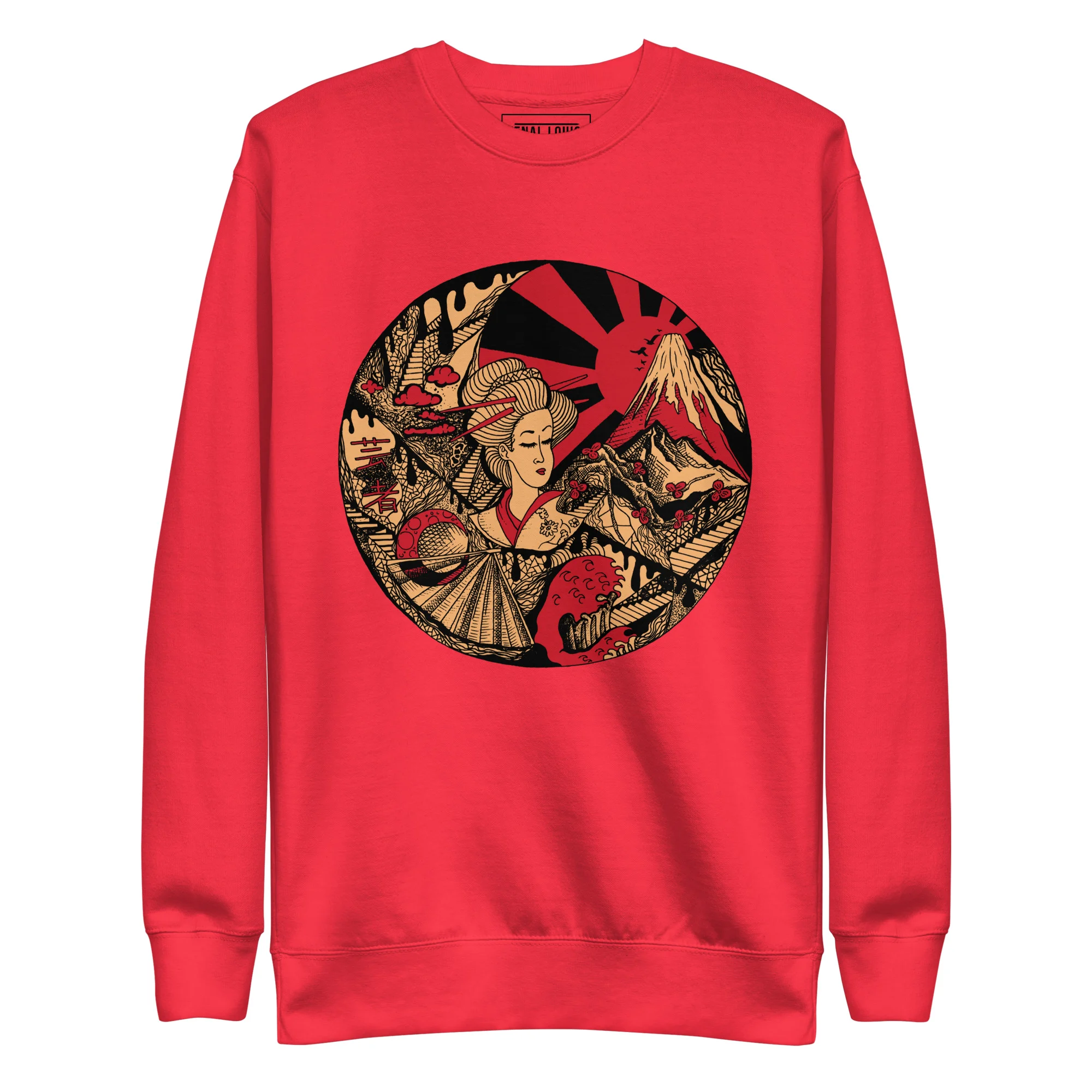 Cream and Red Dreaming of Japan - Japanese Circle Sweatshirt - Image 6