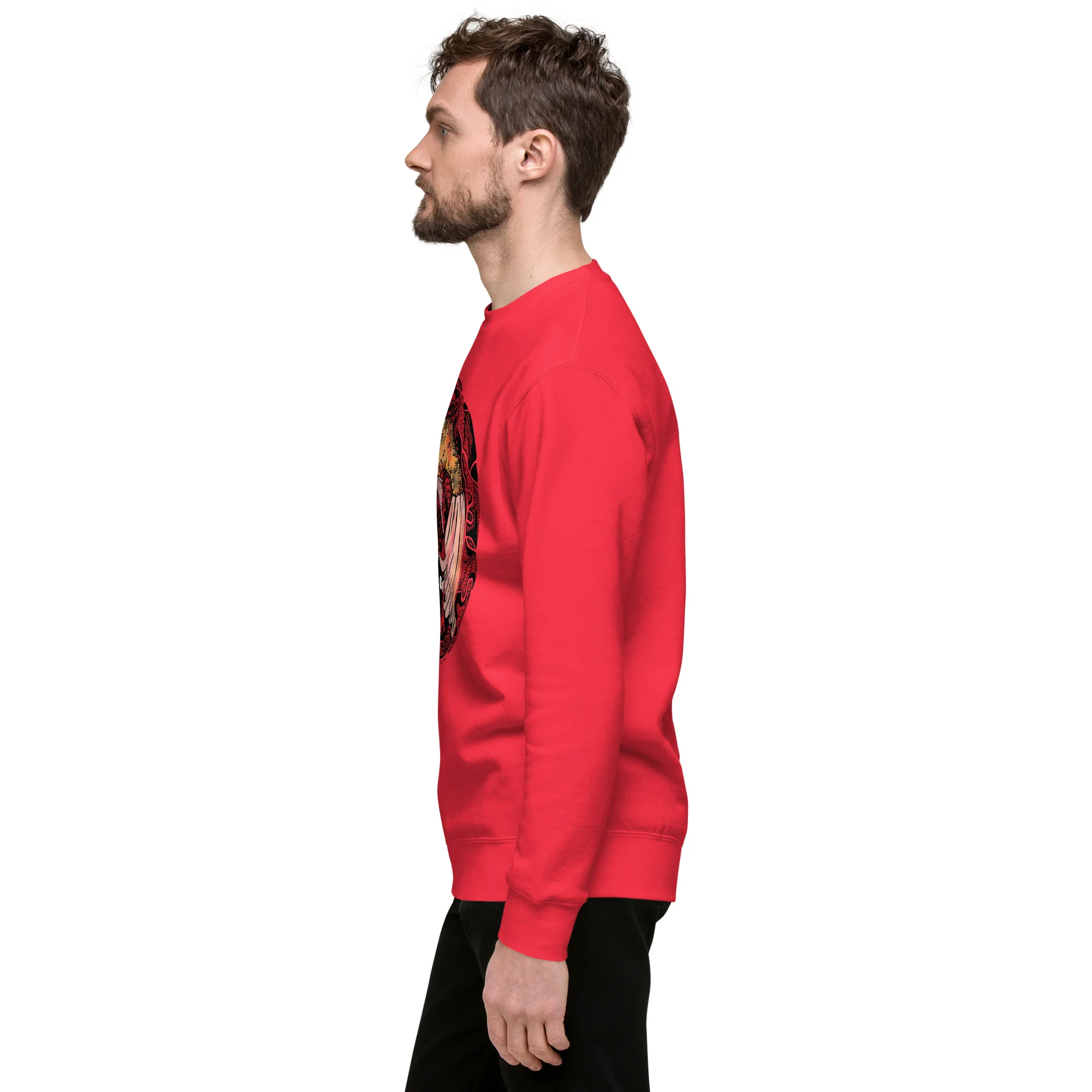 Cream and Red Koi of Balance - Koi Fish Sweatshirt - Image 4