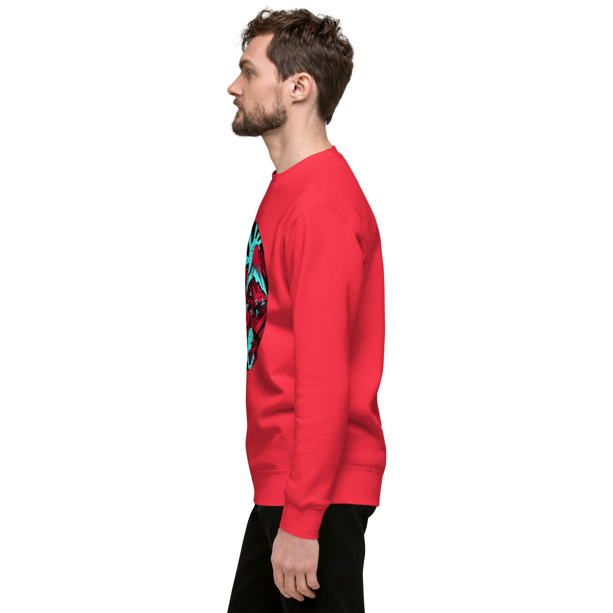 Turquoise Red Dreaming of Japan - Japanese Circle Sweatshirt - Image 4