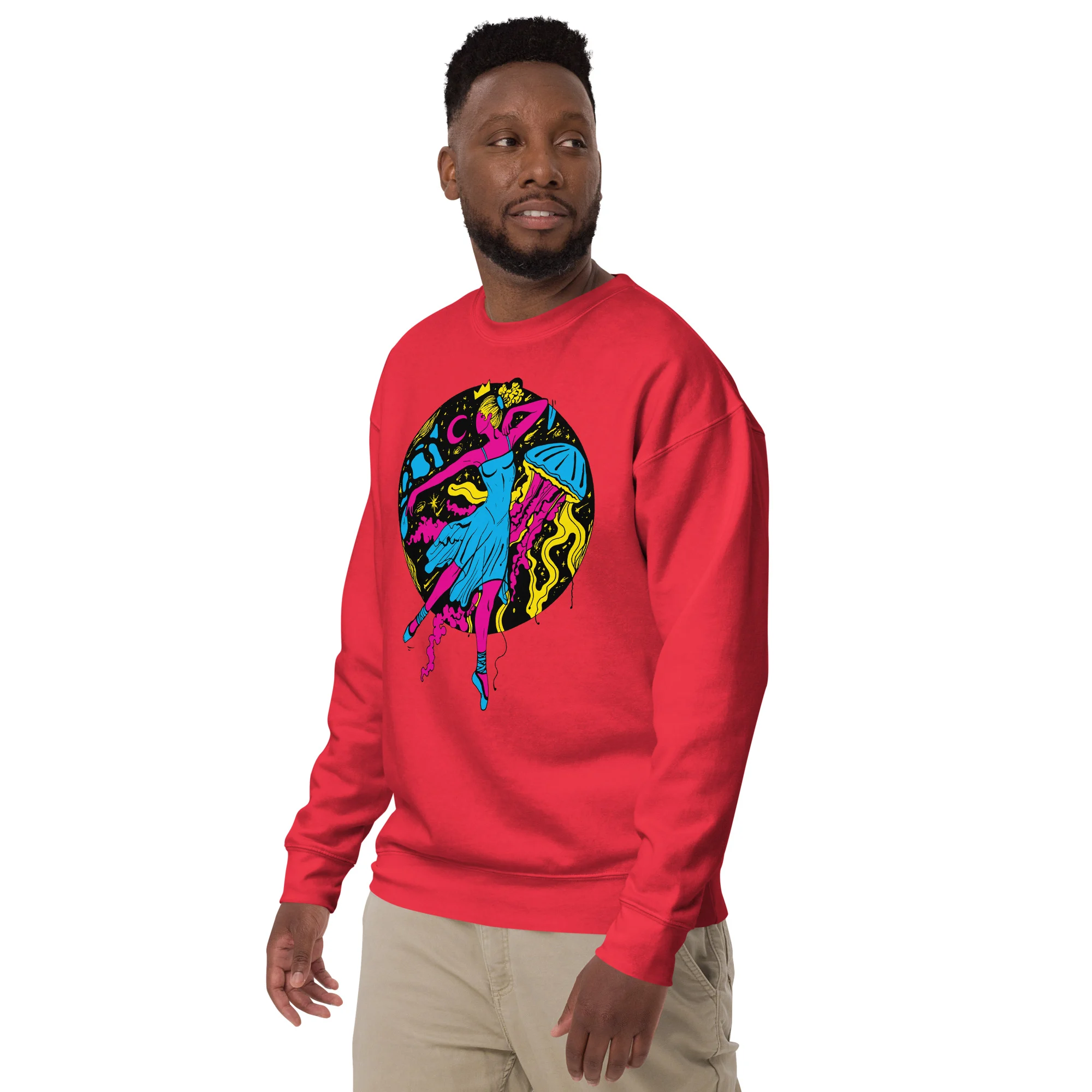 Pink and Green The Oceanic Dancer | Ballerina Drawing Sweatshirt - Image 3