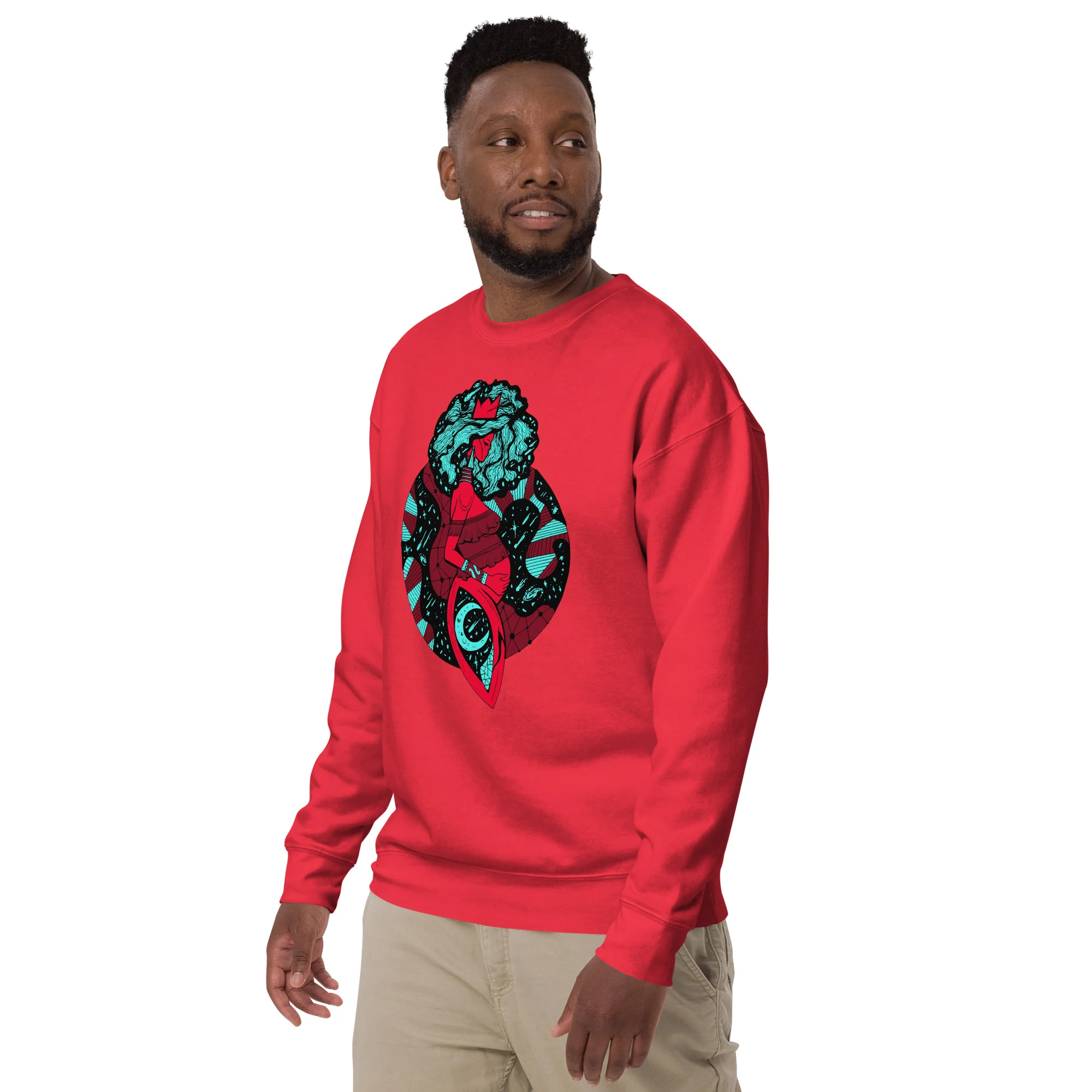 Turquoise Red Birth of Sahelle | Art gift for Mom Sweatshirt - Image 3