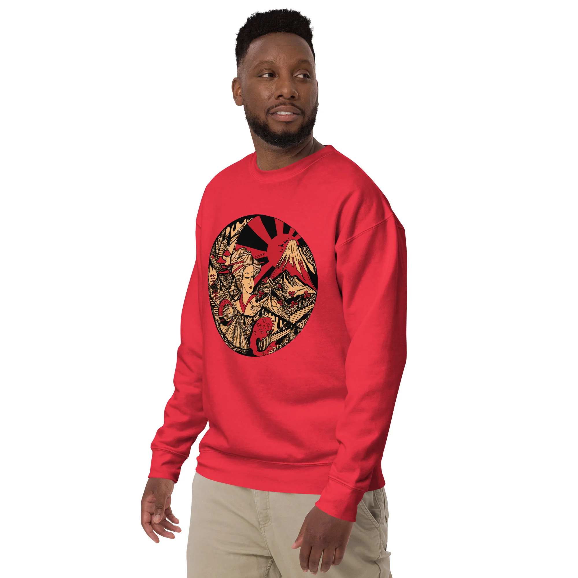 Cream and Red Dreaming of Japan - Japanese Circle Sweatshirt - Image 3