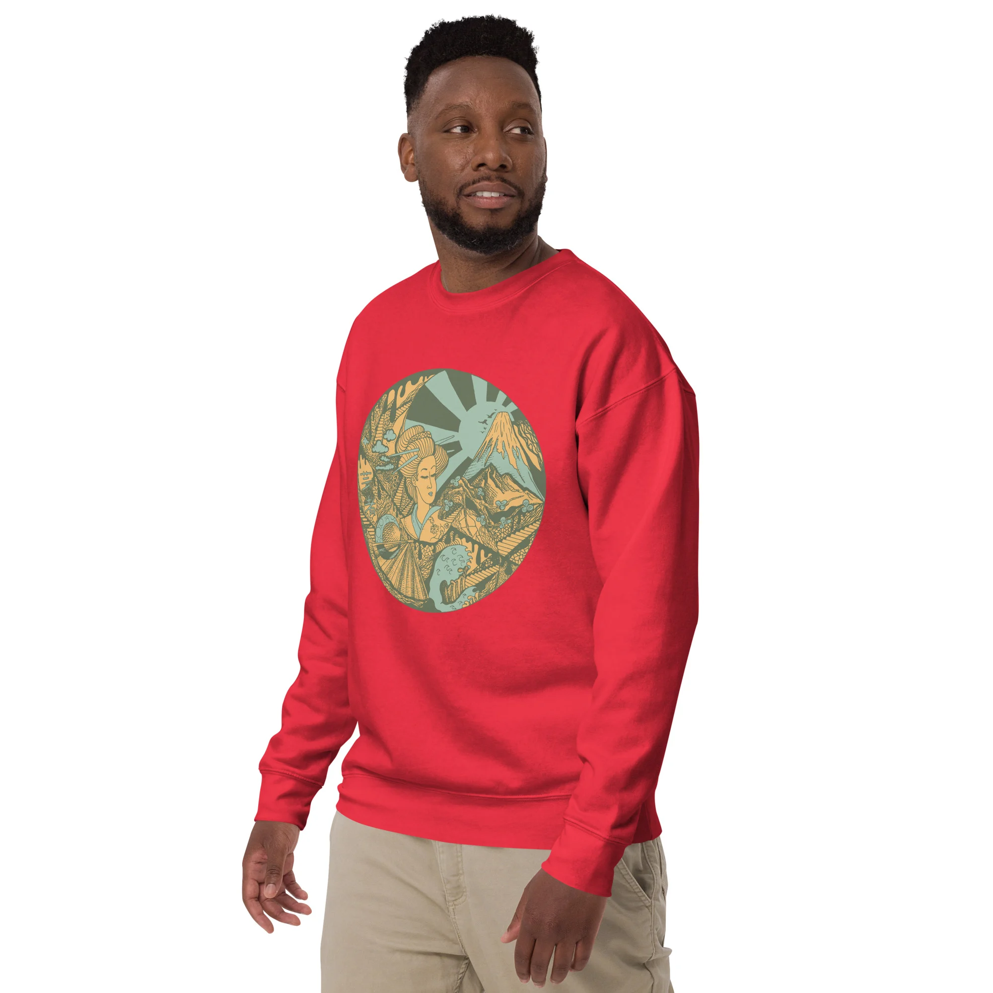 Sage Green Dreaming of Japan - Japanese Circle Sweatshirt - Image 3