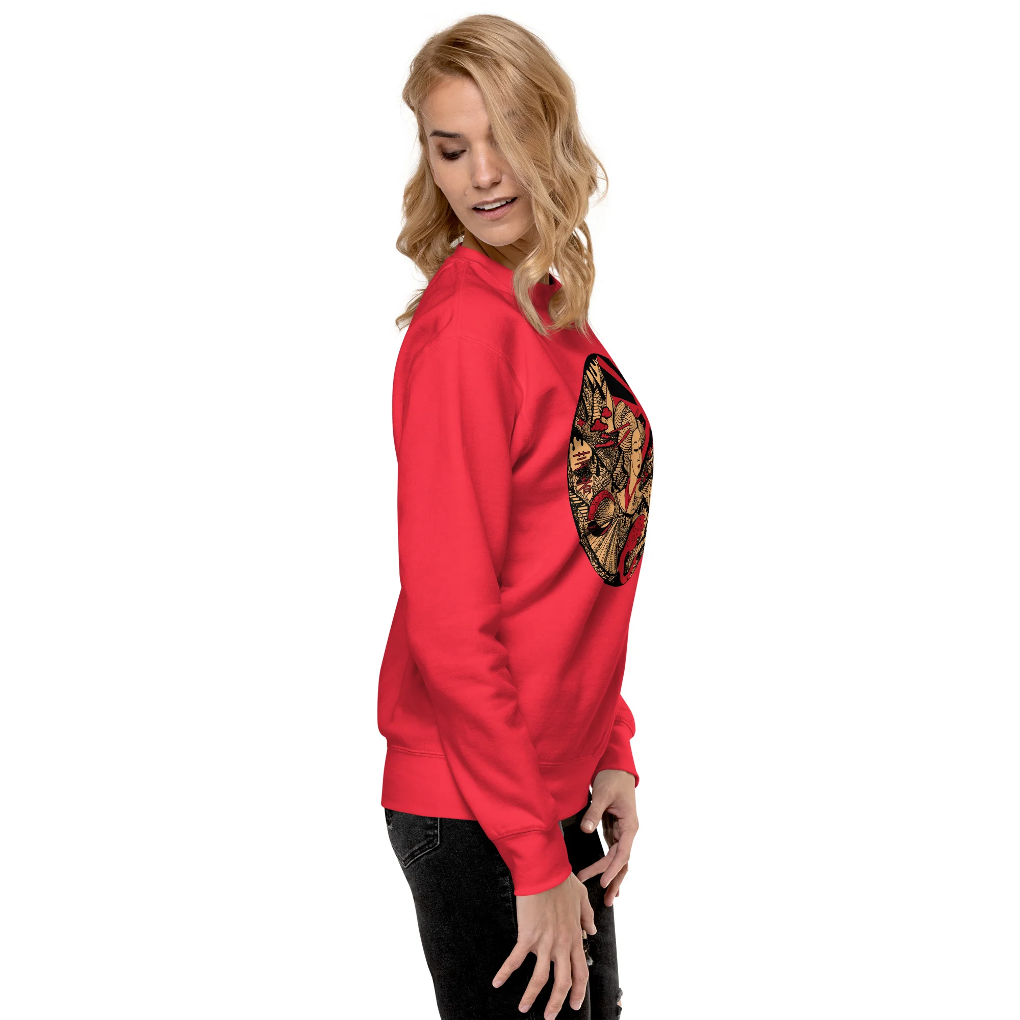 Cream and Red Dreaming of Japan - Japanese Circle Sweatshirt - Image 2