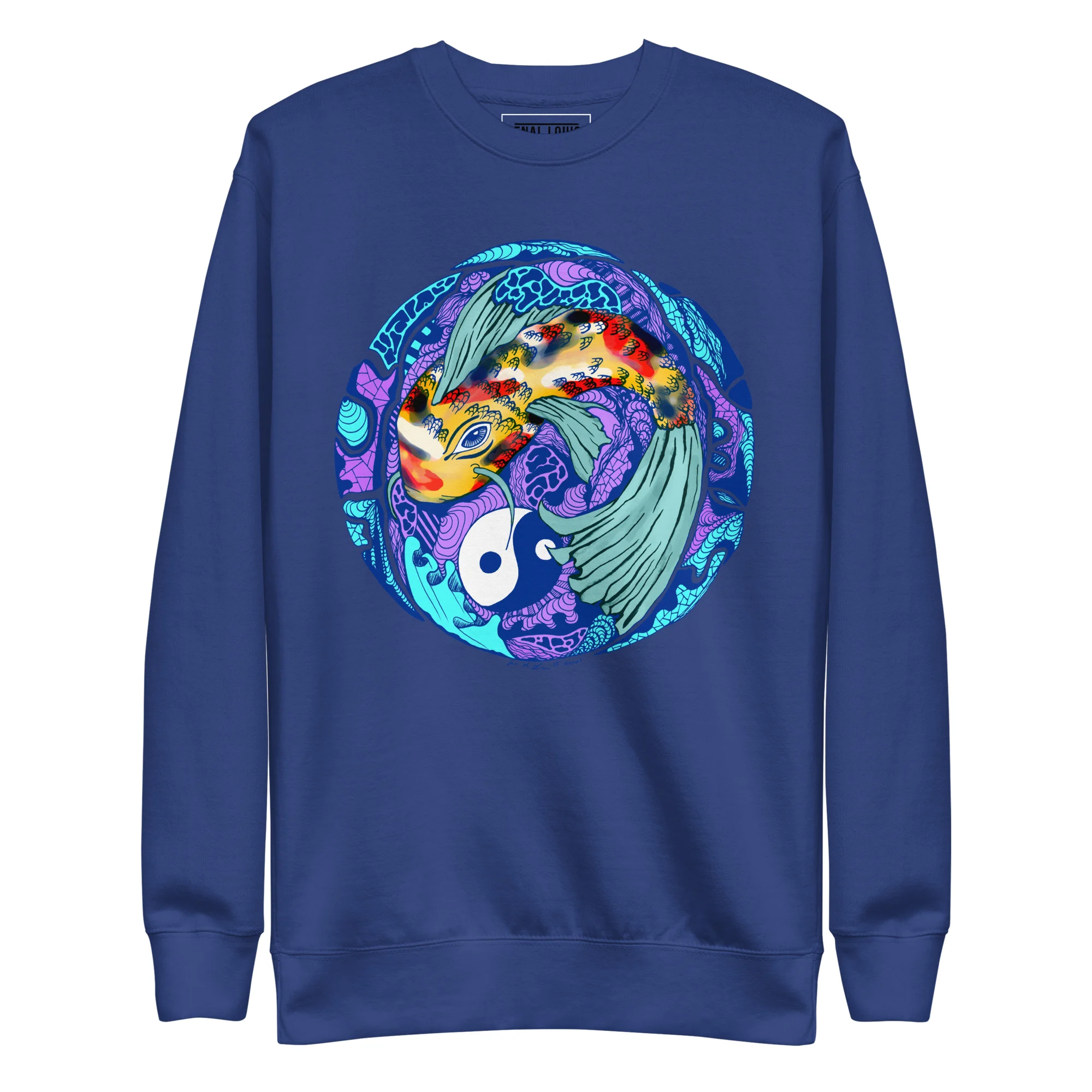 Blue Koi of Balance - Koi Fish Sweatshirt - Image 6