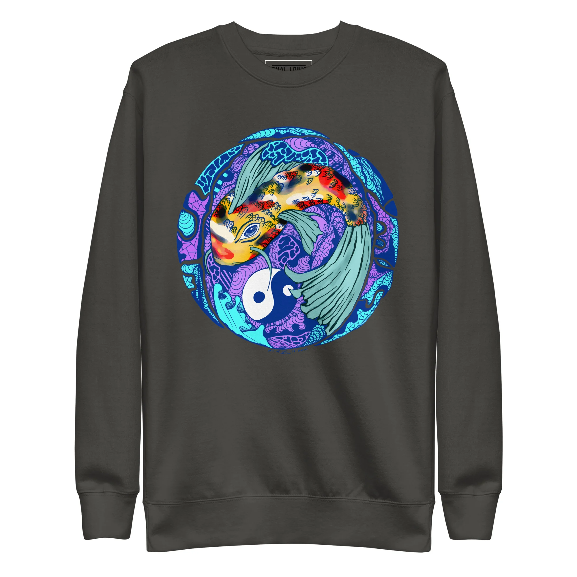 Blue Koi of Balance - Koi Fish Sweatshirt - Image 7