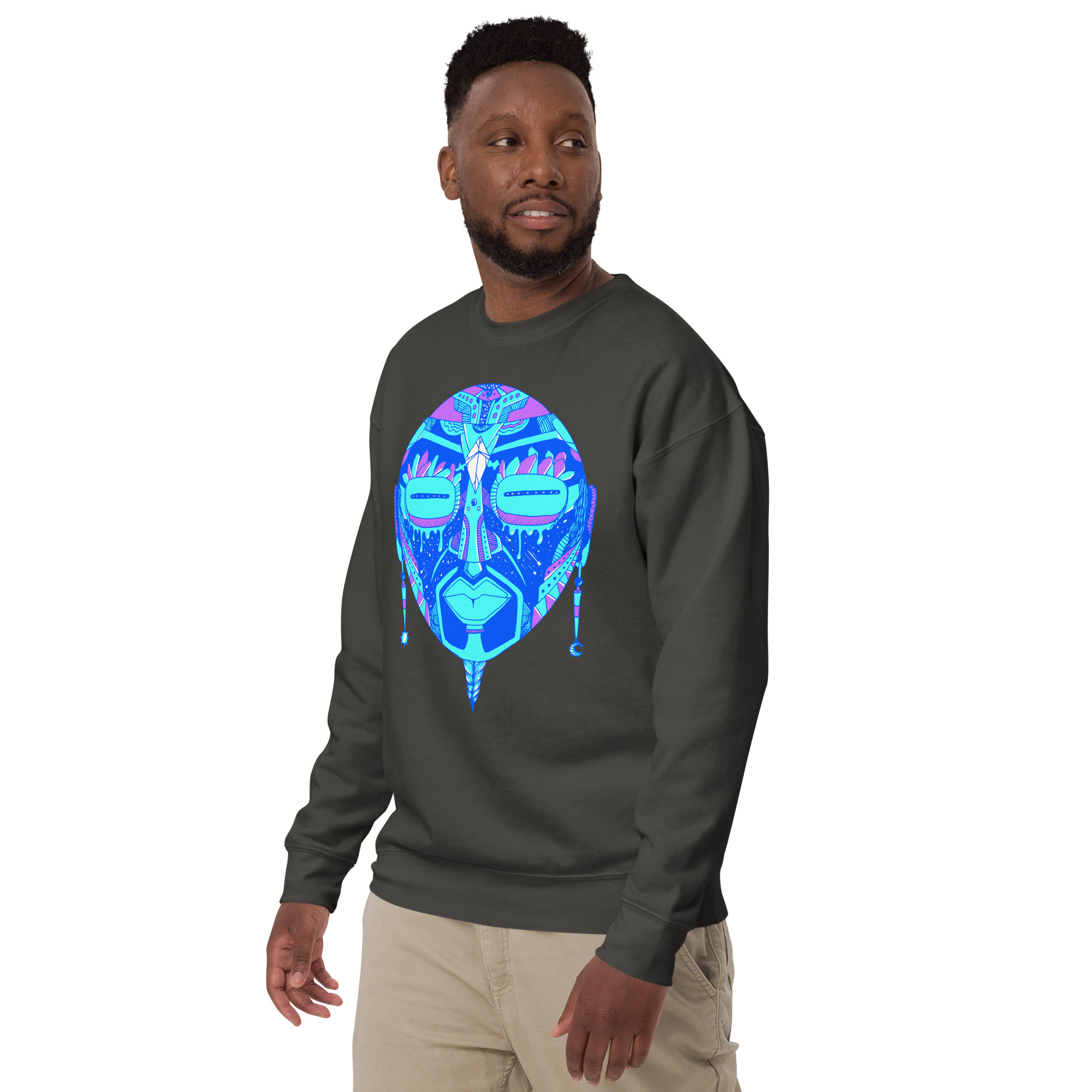 Blue African Mask No. 2 - African Sweatshirt - Image 5