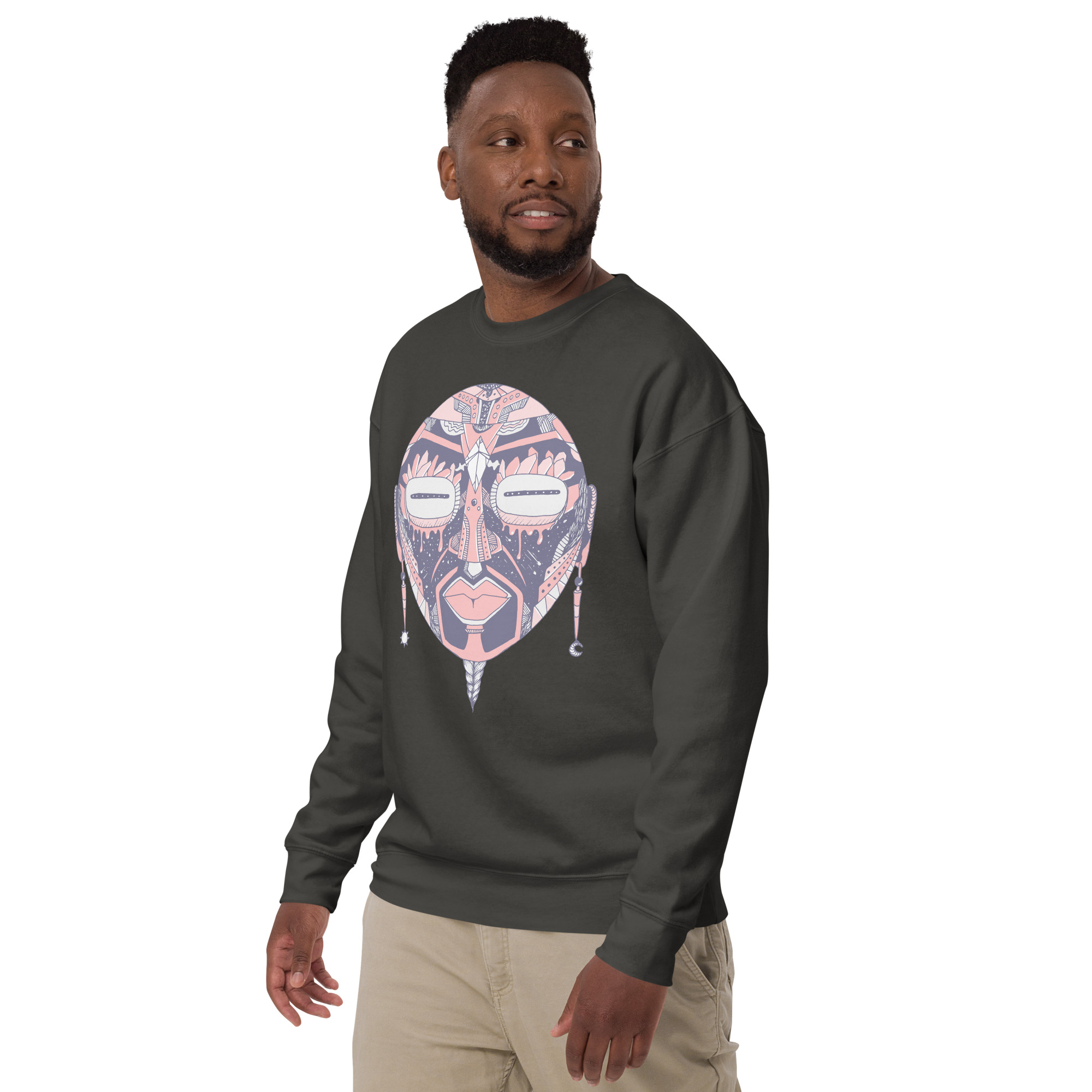 Light Pink African Mask No. 2 - African Sweatshirt - Image 5