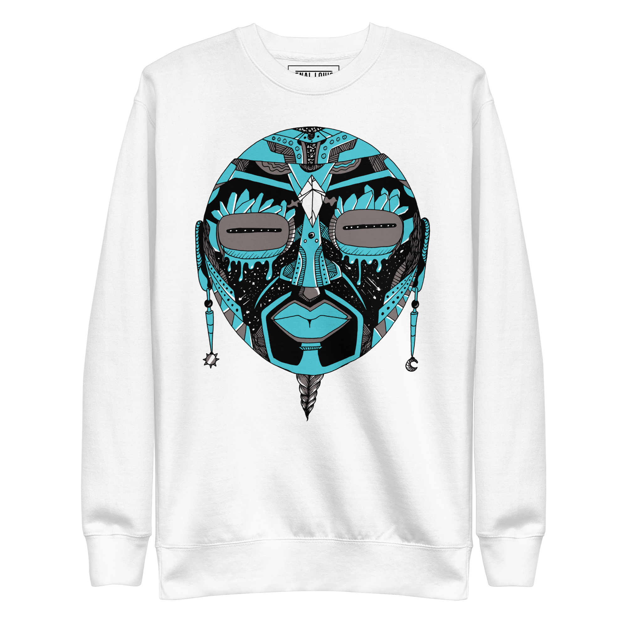 Blue and Grey African Mask No. 2 - African Sweatshirt - Image 8