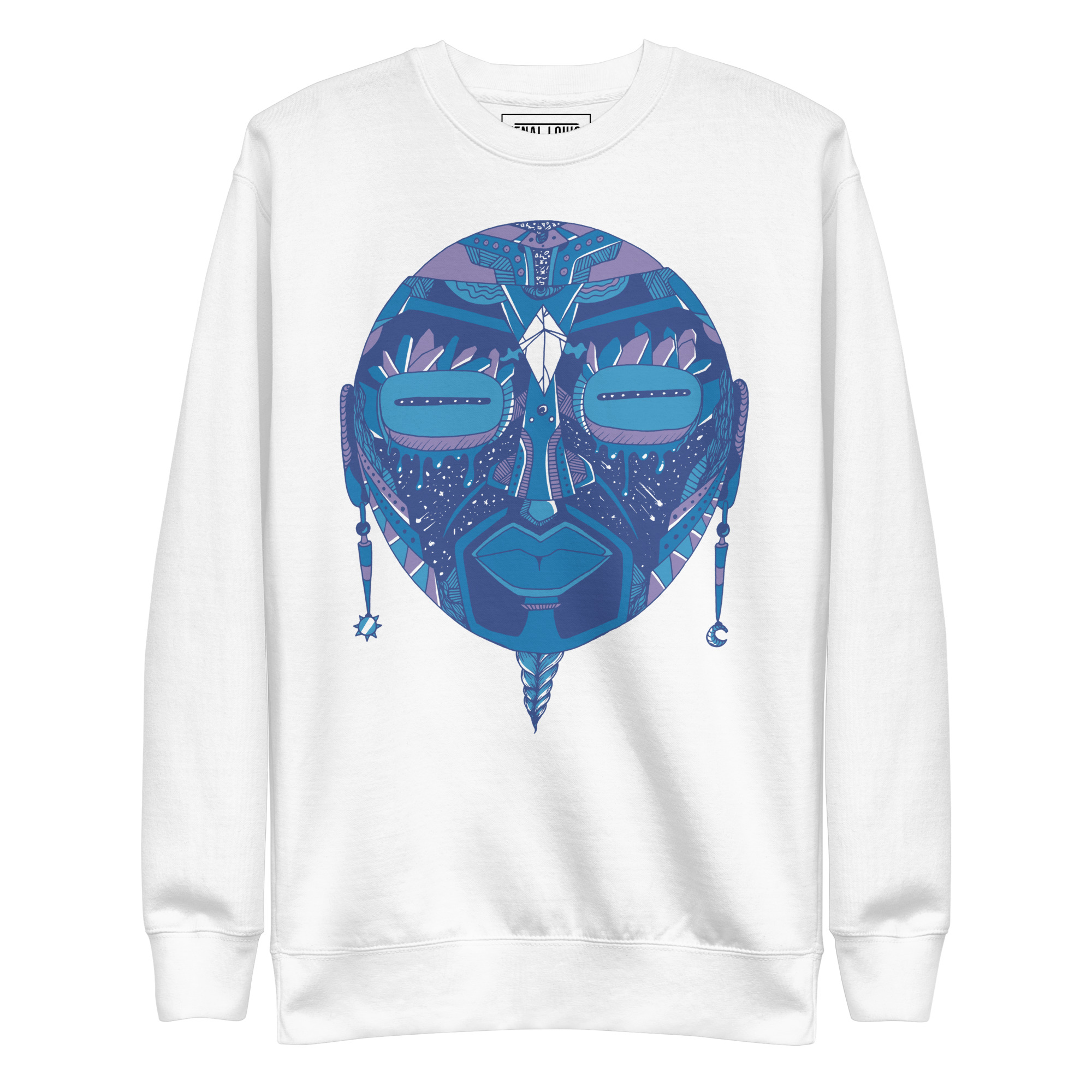 Mountain Blue African Mask No. 2 - African Sweatshirt - Image 8