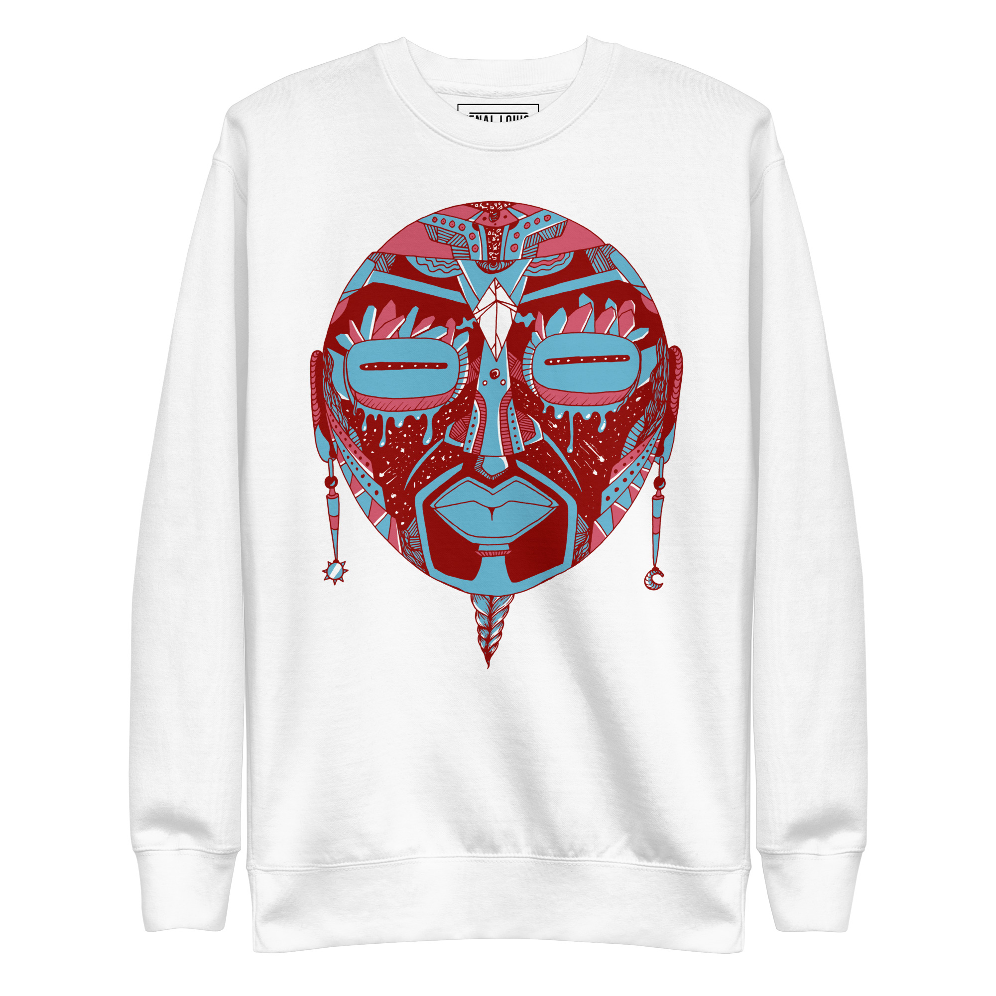 Pastel Blue African Mask No. 2 - African Sweatshirt - Image 8