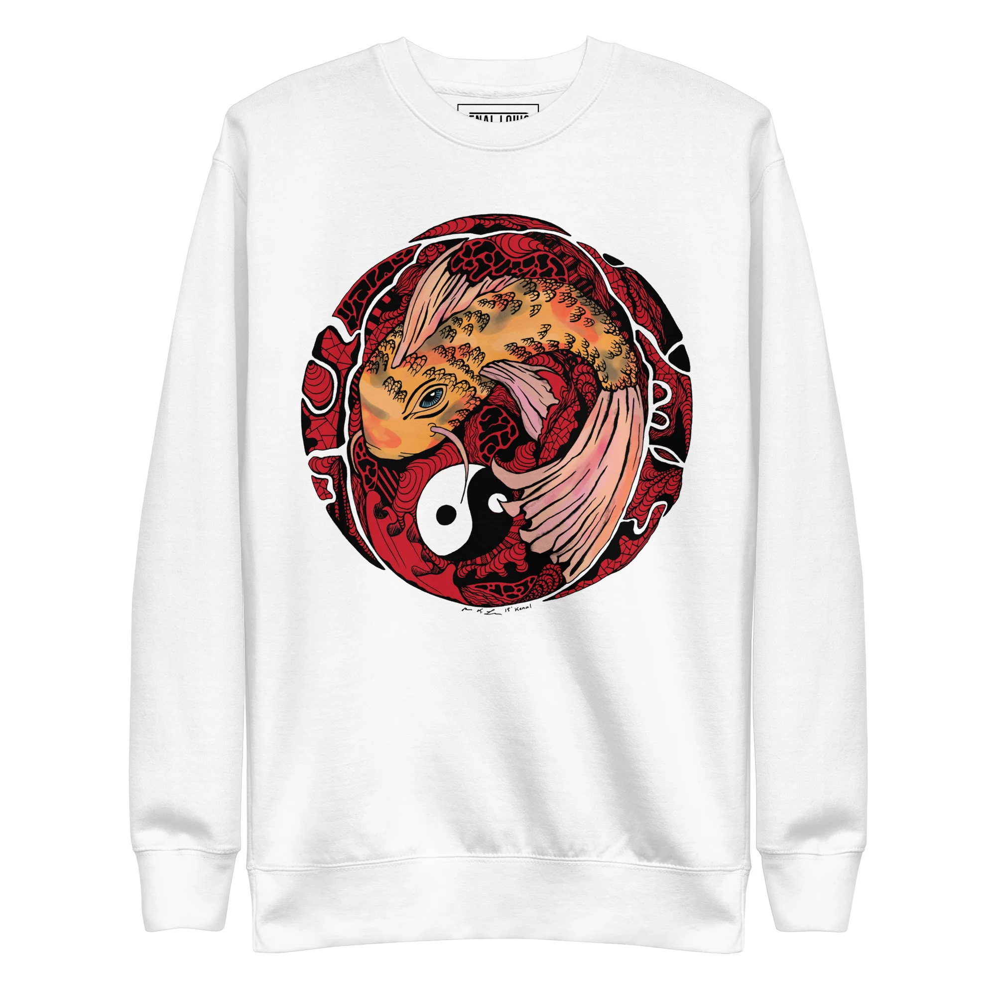 Cream and Red Koi of Balance - Koi Fish Sweatshirt - Image 8