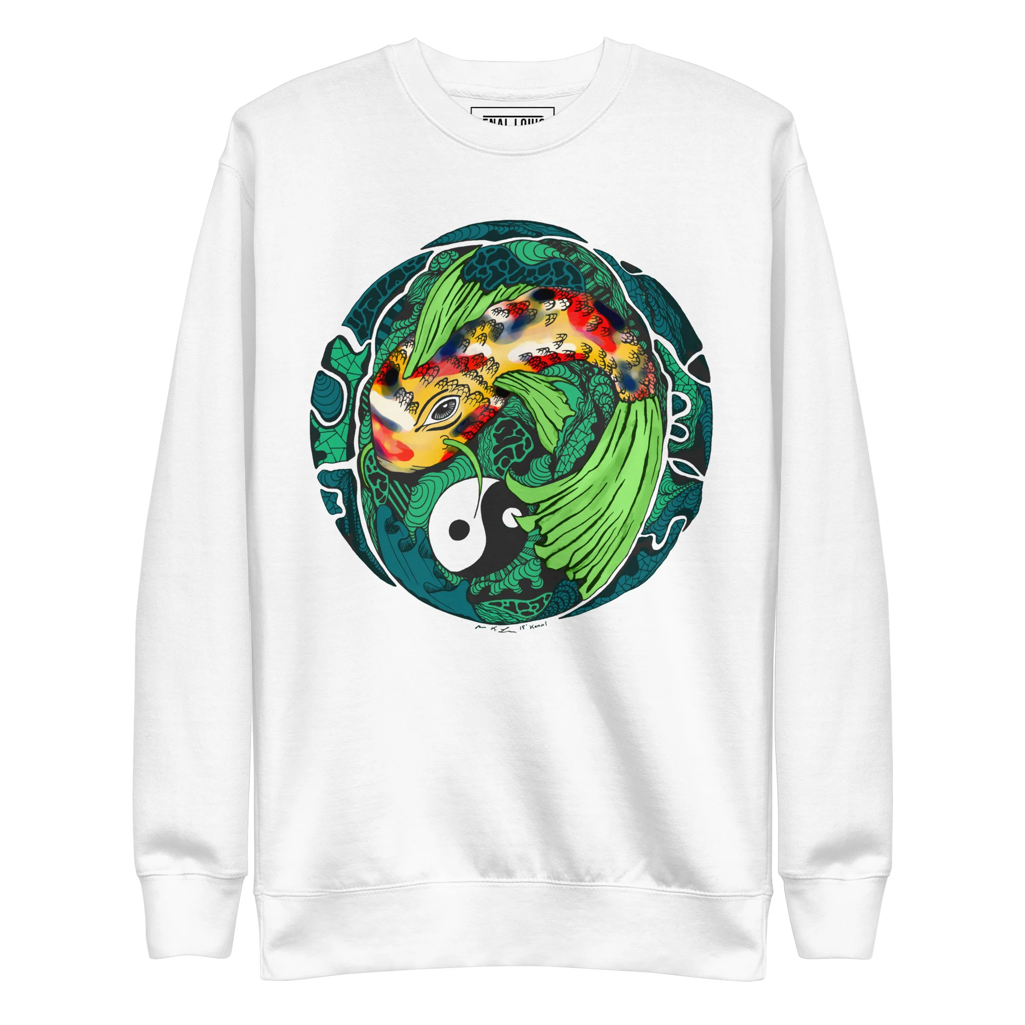 Green Koi of Balance - Koi Fish Sweatshirt - Image 8