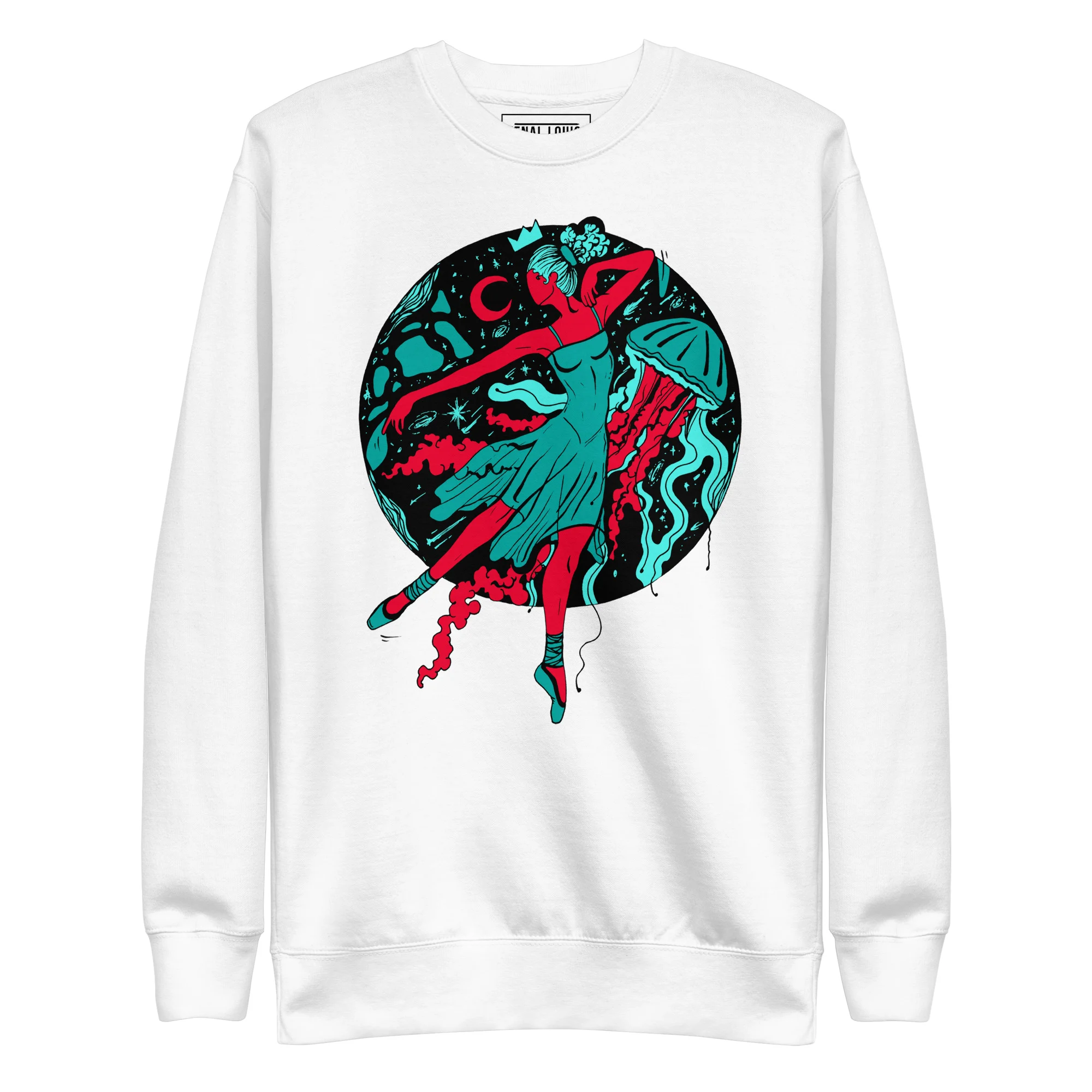 Turquoise Red The Oceanic Dancer | Ballerina Drawing Sweatshirt - Image 8