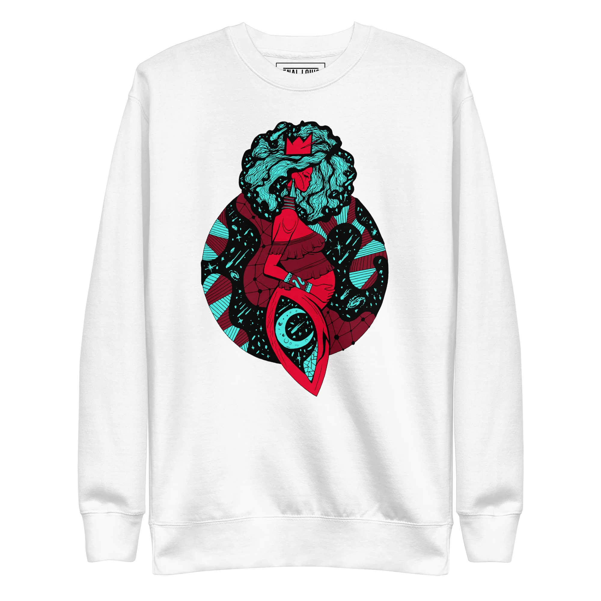 Turquoise Red Birth of Sahelle | Art gift for Mom Sweatshirt - Image 8