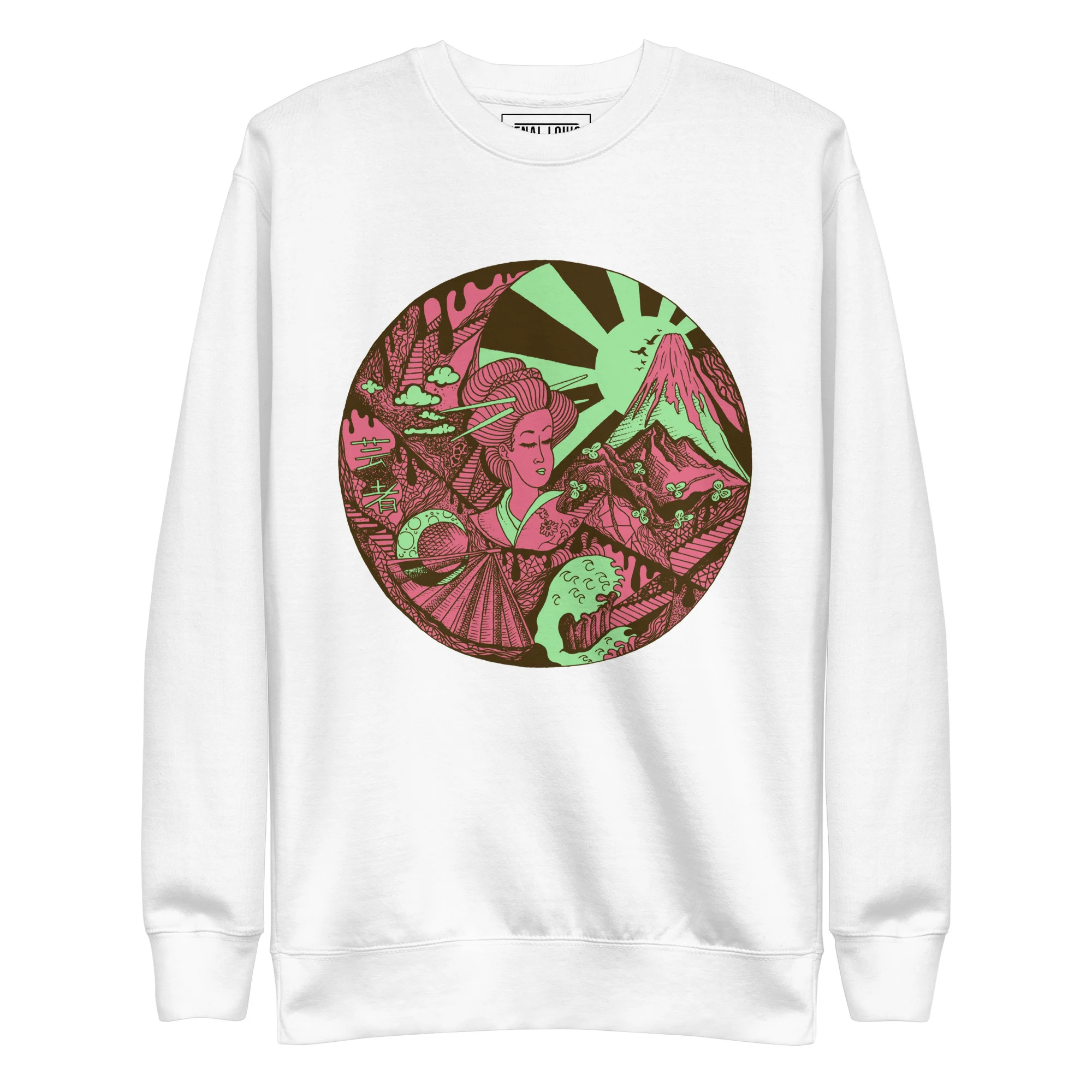 Pink and Green Dreaming of Japan - Japanese Circle Sweatshirt - Image 8