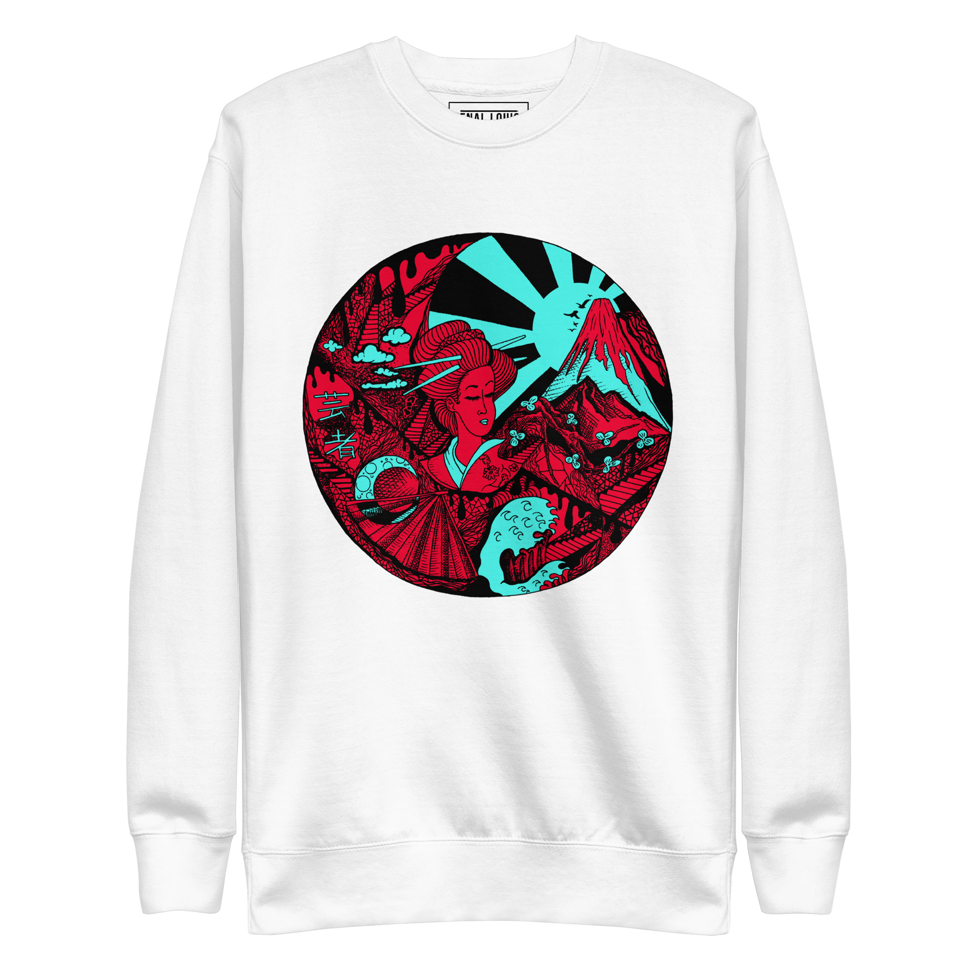 Turquoise Red Dreaming of Japan - Japanese Circle Sweatshirt - Image 8