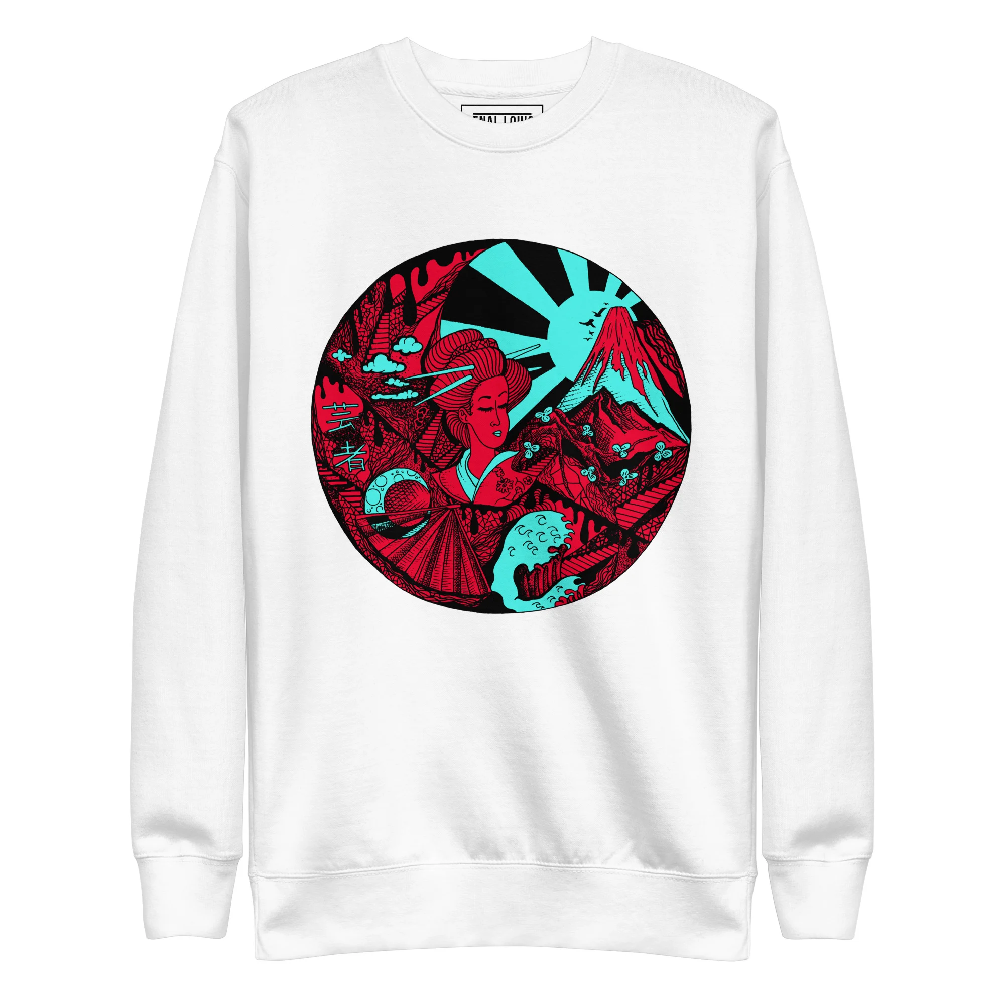 Turquoise Red Dreaming of Japan - Japanese Circle Sweatshirt - Image 8