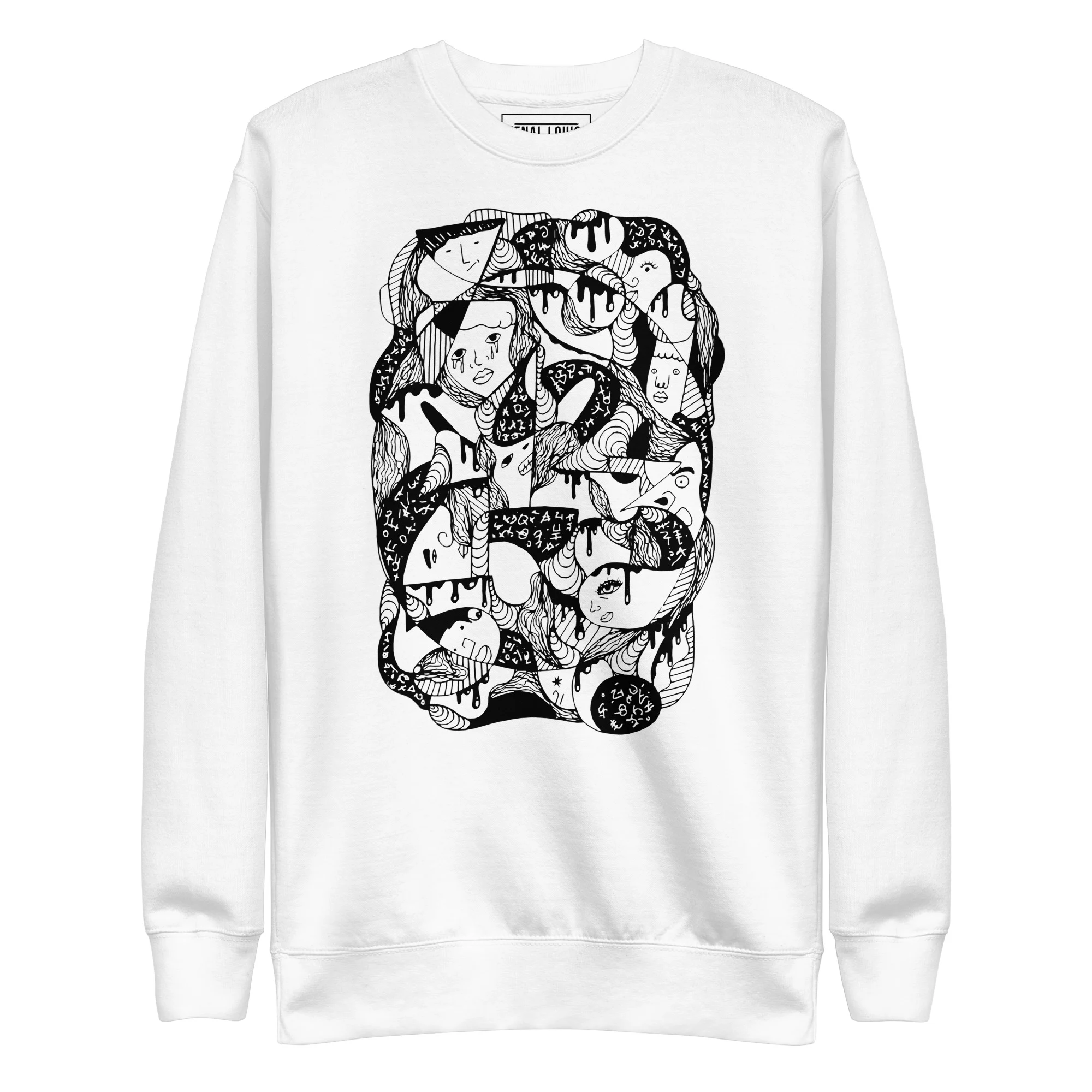 10 Faces and Numbers – Abstract Art Sweatshirt