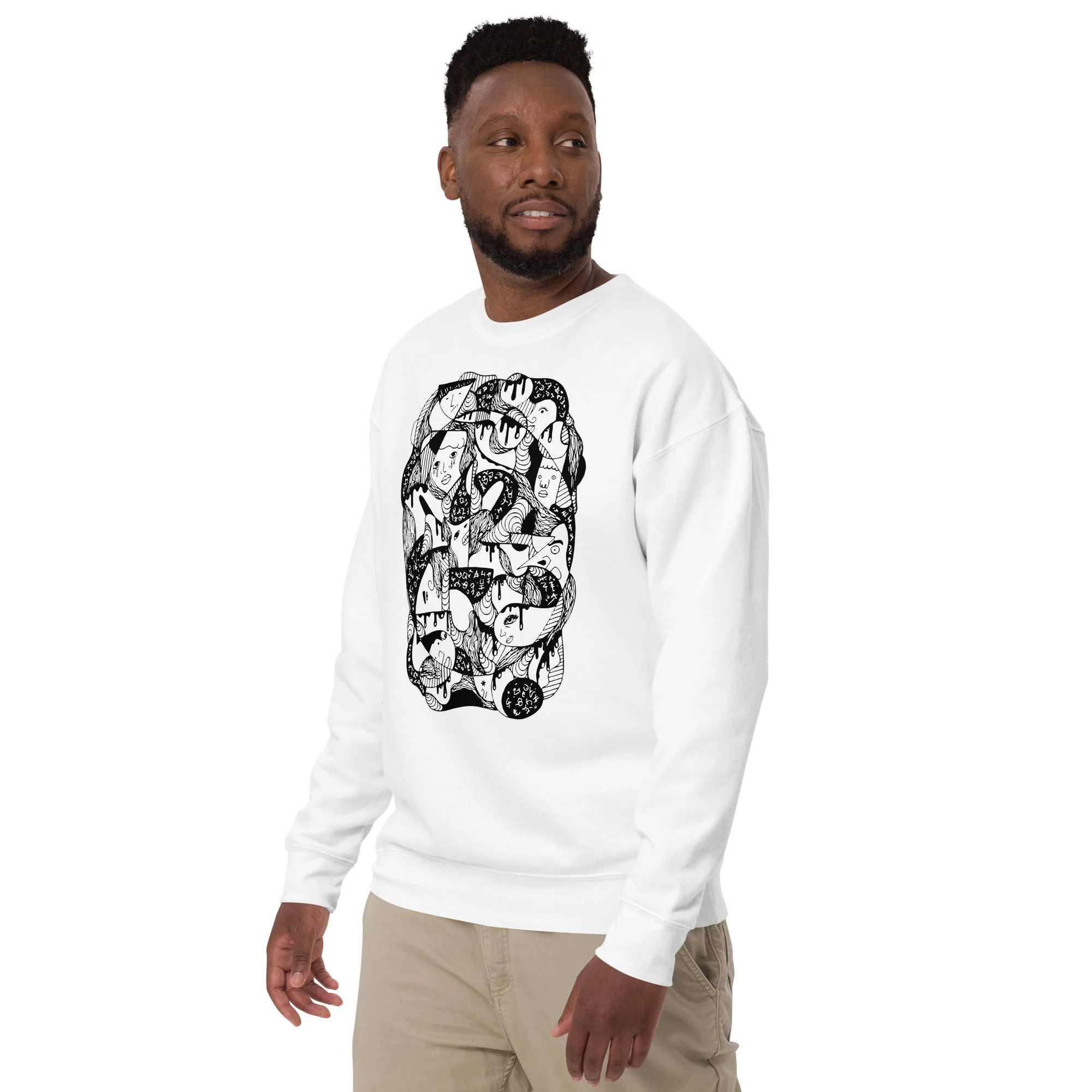 10 Faces and Numbers – Abstract Art Sweatshirt - Image 4