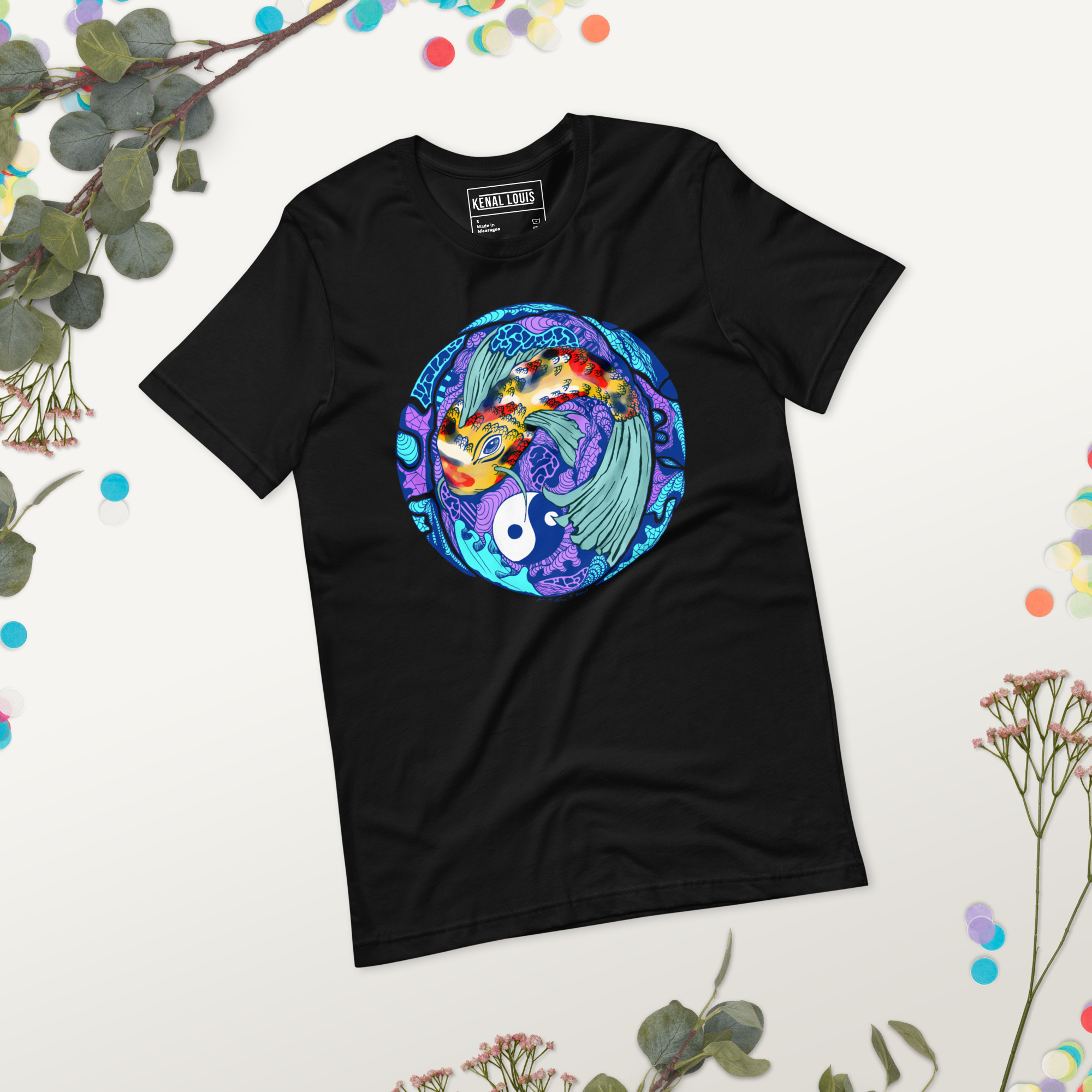 Blue Koi of Balance - Koi Fish T-shirt - Image 3