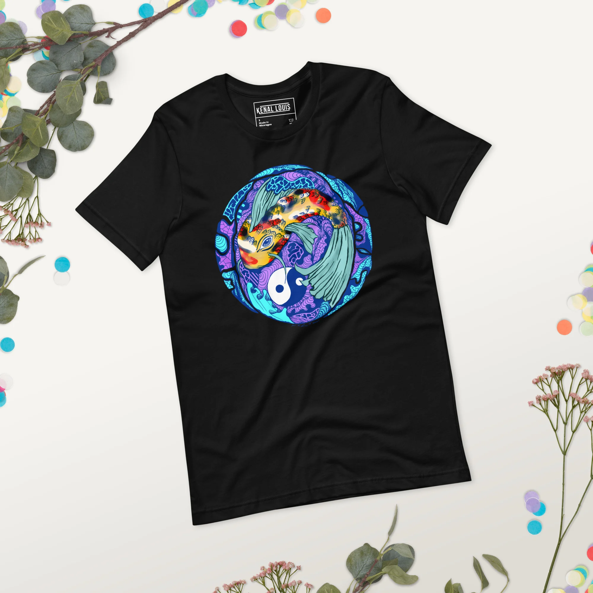 Blue Koi of Balance - Koi Fish T-shirt - Image 3