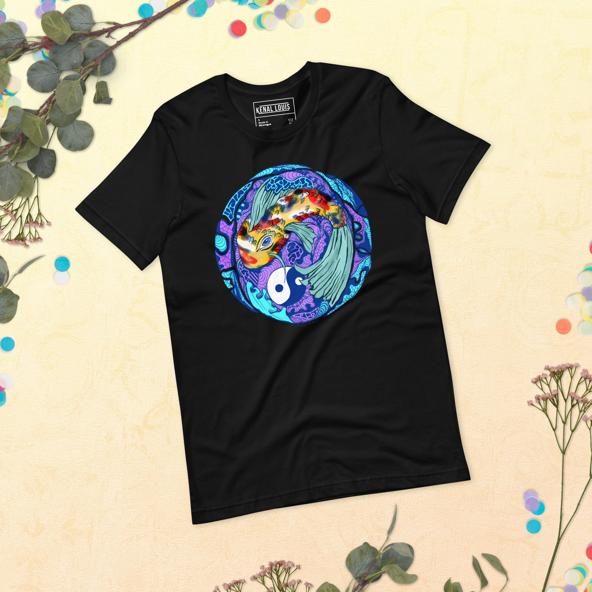 Blue Koi of Balance - Koi Fish T-shirt - Image 4