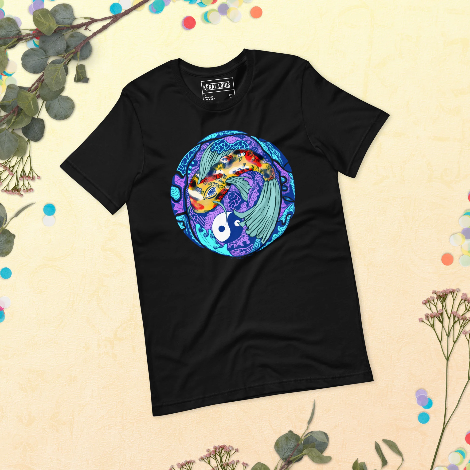 Blue Koi of Balance - Koi Fish T-shirt - Image 4
