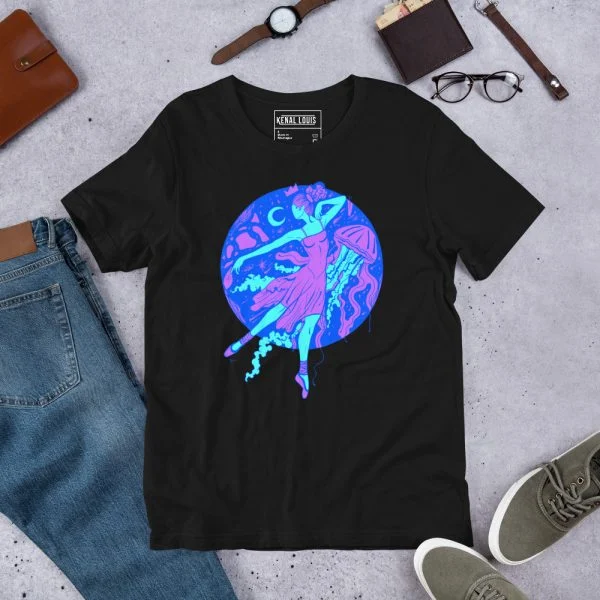Blue The Oceanic Dancer | Ballerina Drawing T-shirt