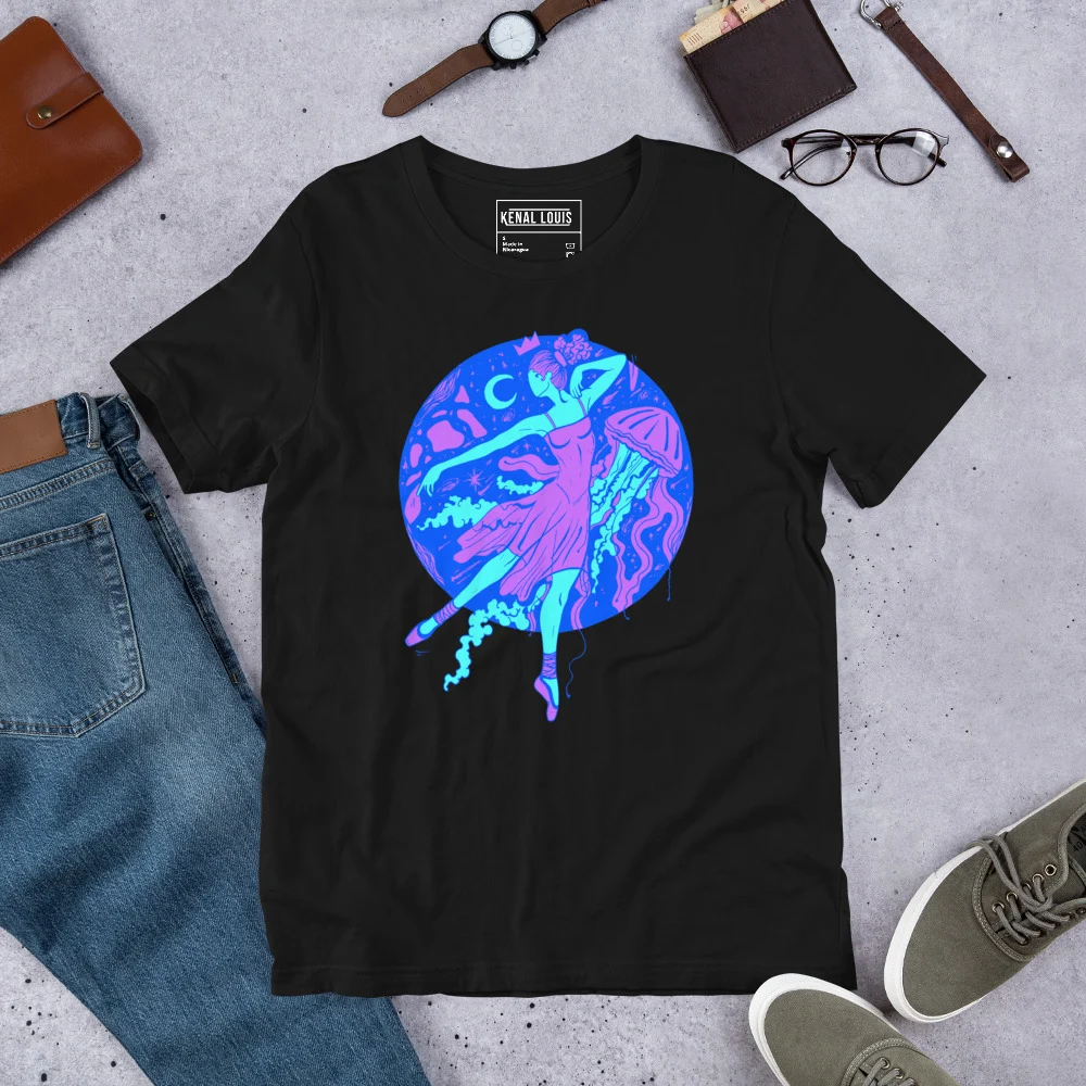 Blue The Oceanic Dancer | Ballerina Drawing T-shirt