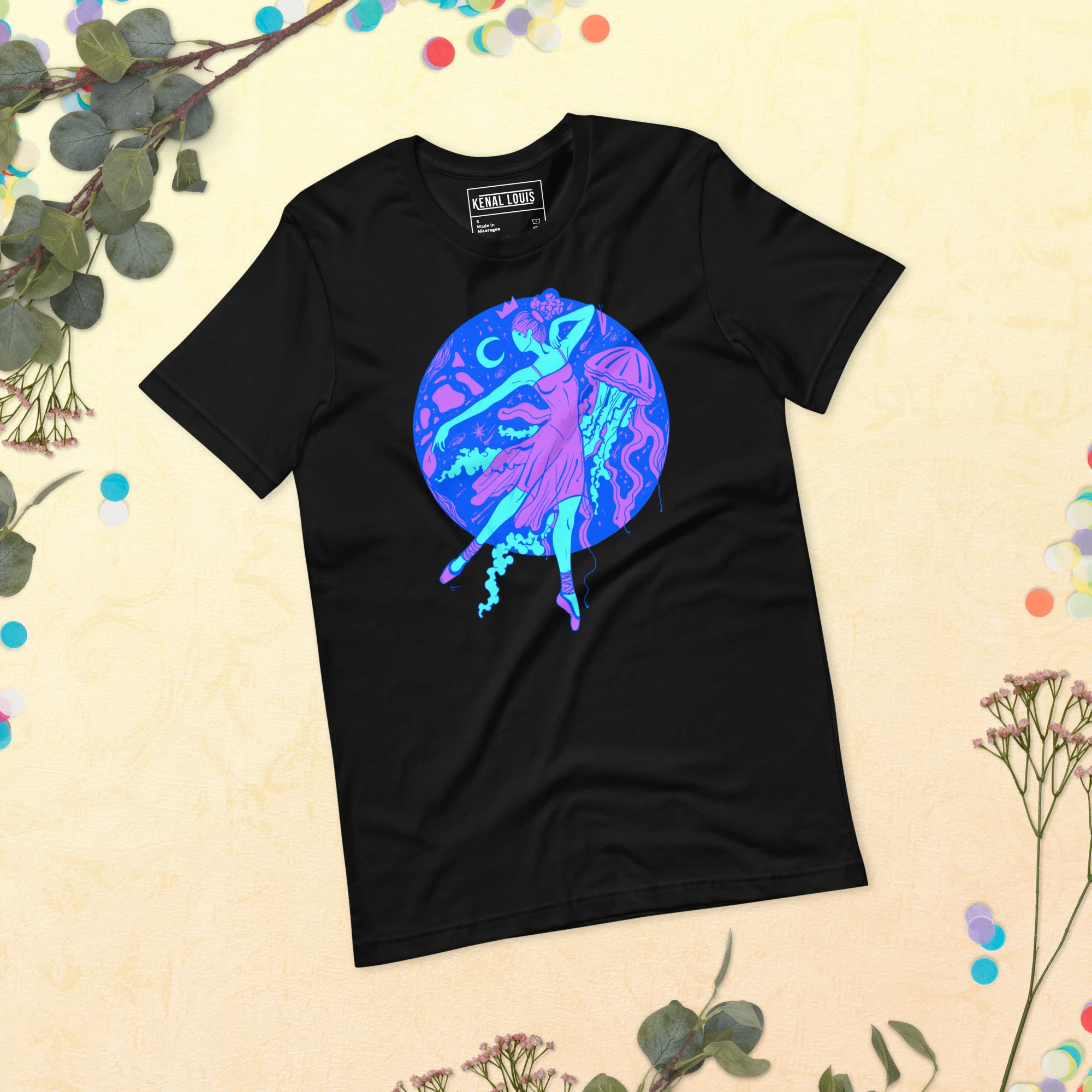 Blue The Oceanic Dancer | Ballerina Drawing T-shirt - Image 4
