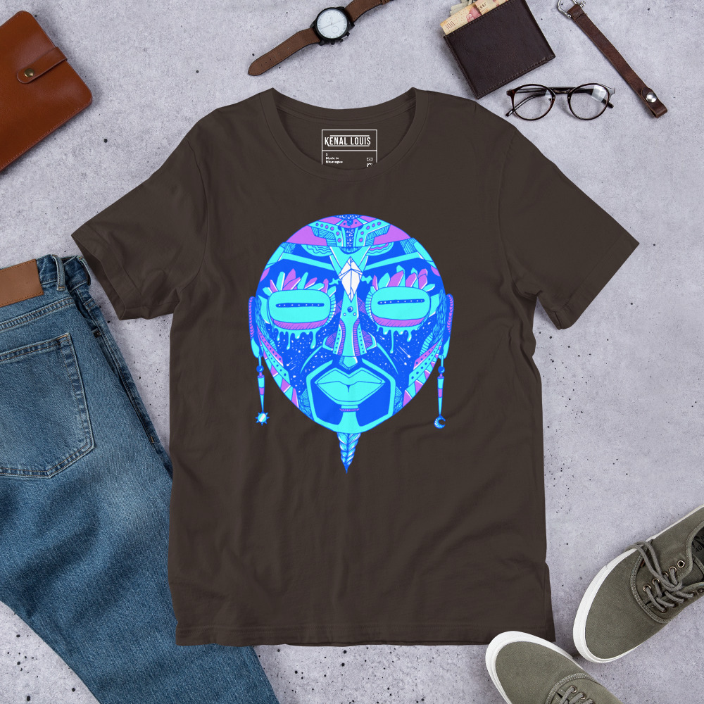 Blue African Mask No. 2 - African T-shirt - Image 6