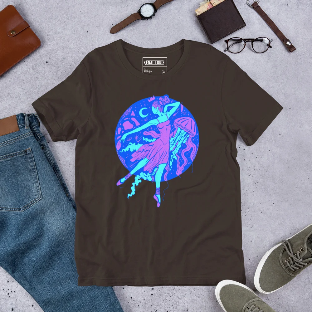 Blue The Oceanic Dancer | Ballerina Drawing T-shirt - Image 6