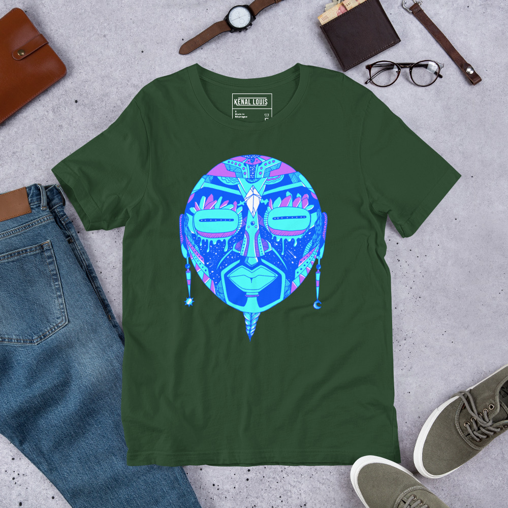 Blue African Mask No. 2 - African T-shirt - Image 8