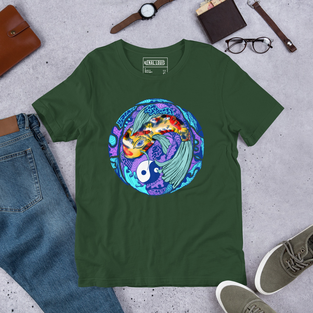 Blue Koi of Balance - Koi Fish T-shirt - Image 8