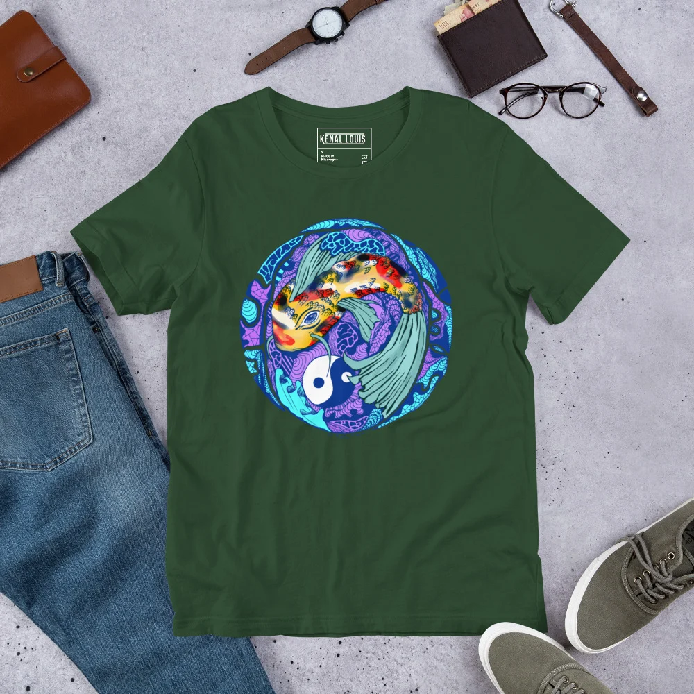 Blue Koi of Balance - Koi Fish T-shirt - Image 8