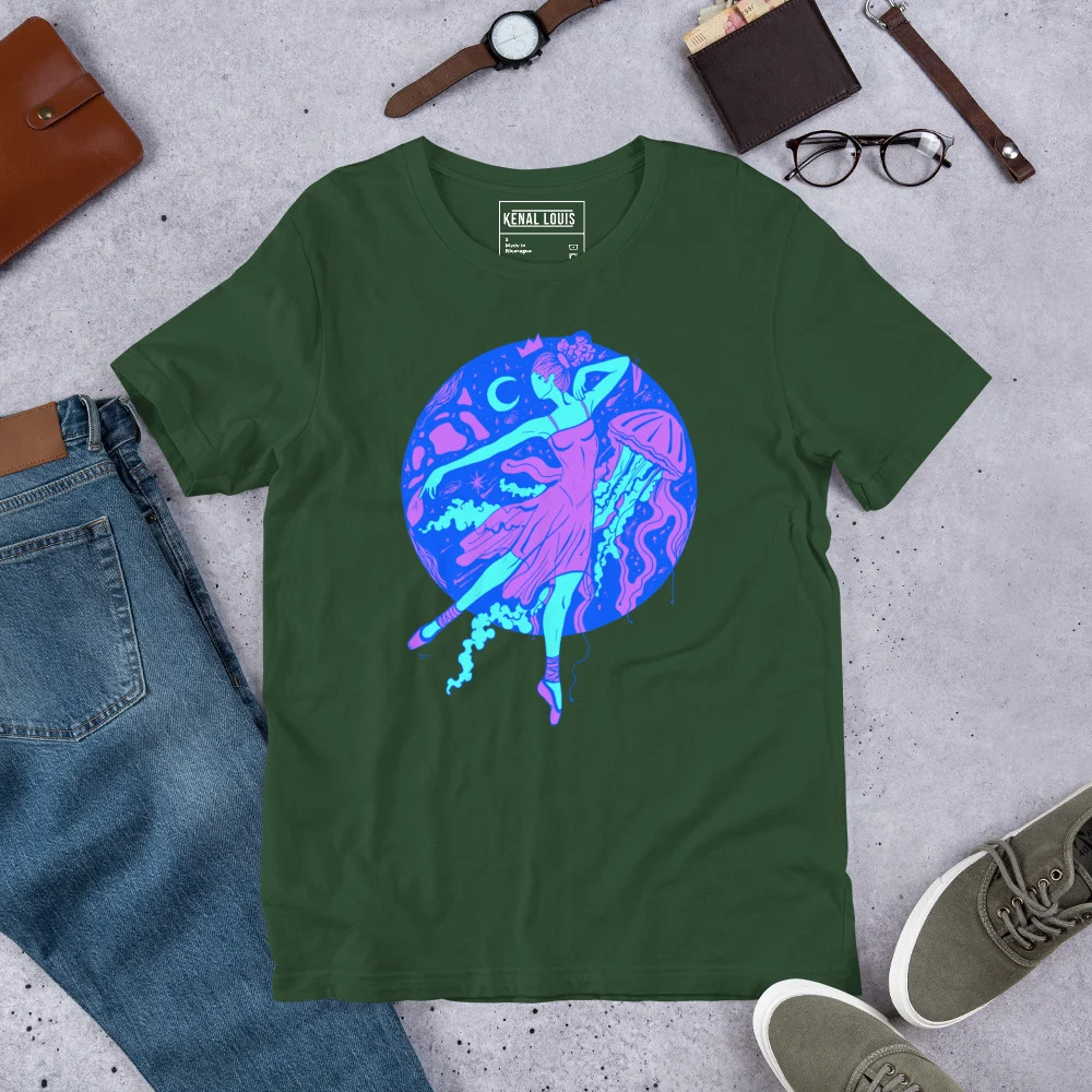 Blue The Oceanic Dancer | Ballerina Drawing T-shirt - Image 8