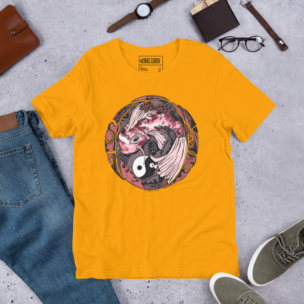 Amber and Rose Koi of Balance - Koi Fish T-shirt - Image 6