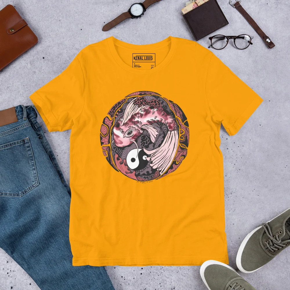 Amber and Rose Koi of Balance - Koi Fish T-shirt - Image 6