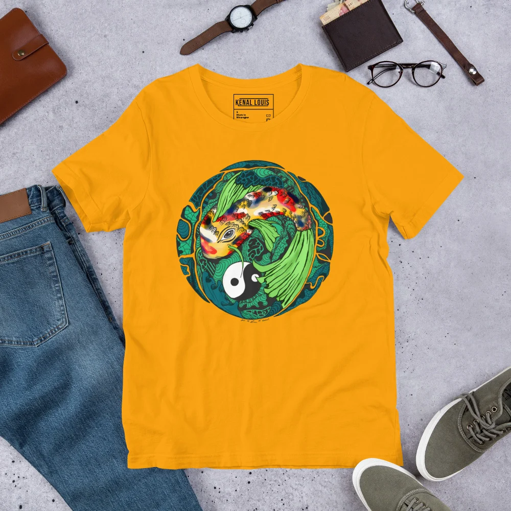 Green Koi of Balance - Koi Fish T-shirt - Image 6