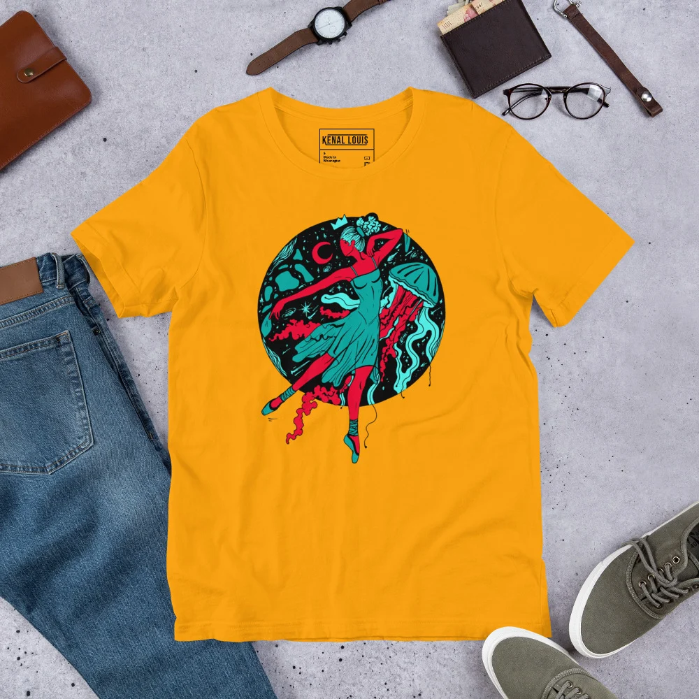 Turquoise Red The Oceanic Dancer | Ballerina Drawing T-shirt - Image 6